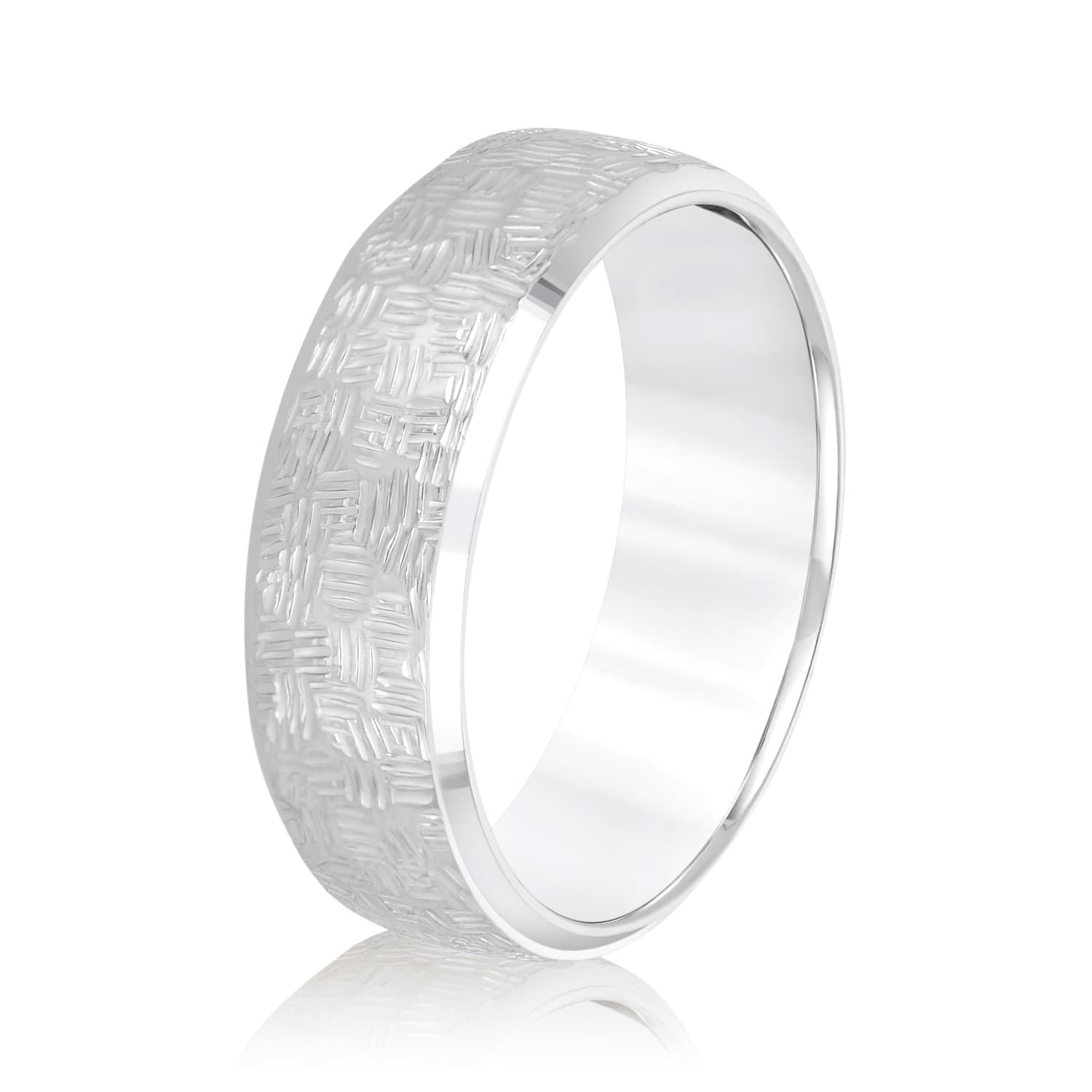 7mm Light Weight Men's Band, Side view in white gold or platinum