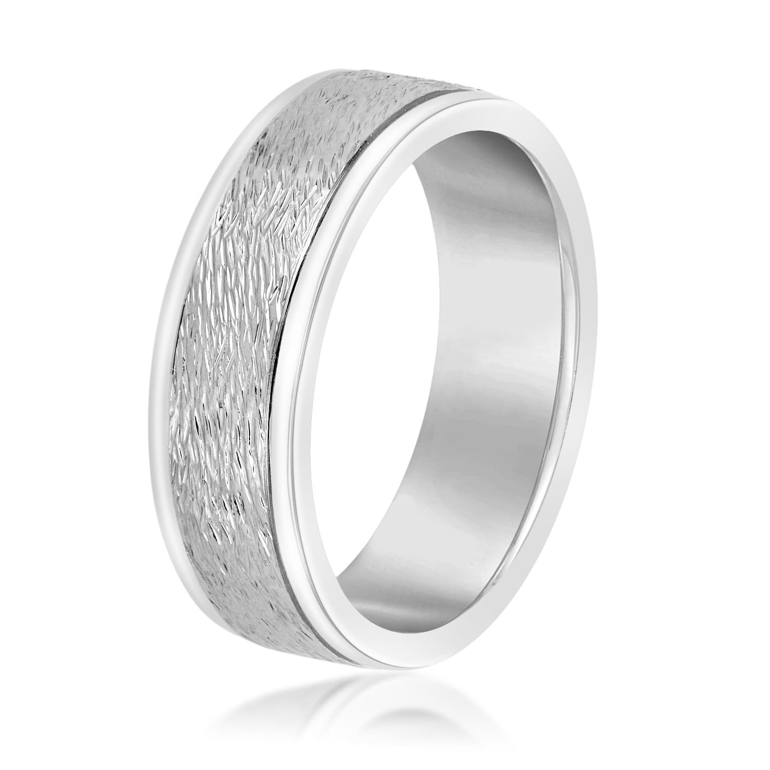 7mm Light Weight Men's Band, Side view in white gold or platinum