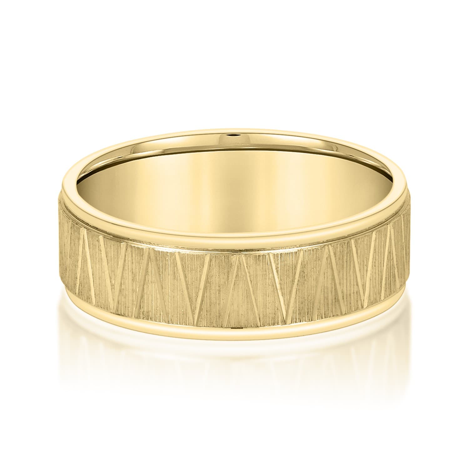 8mm Light Weight Men's Band, Front view in yellow gold