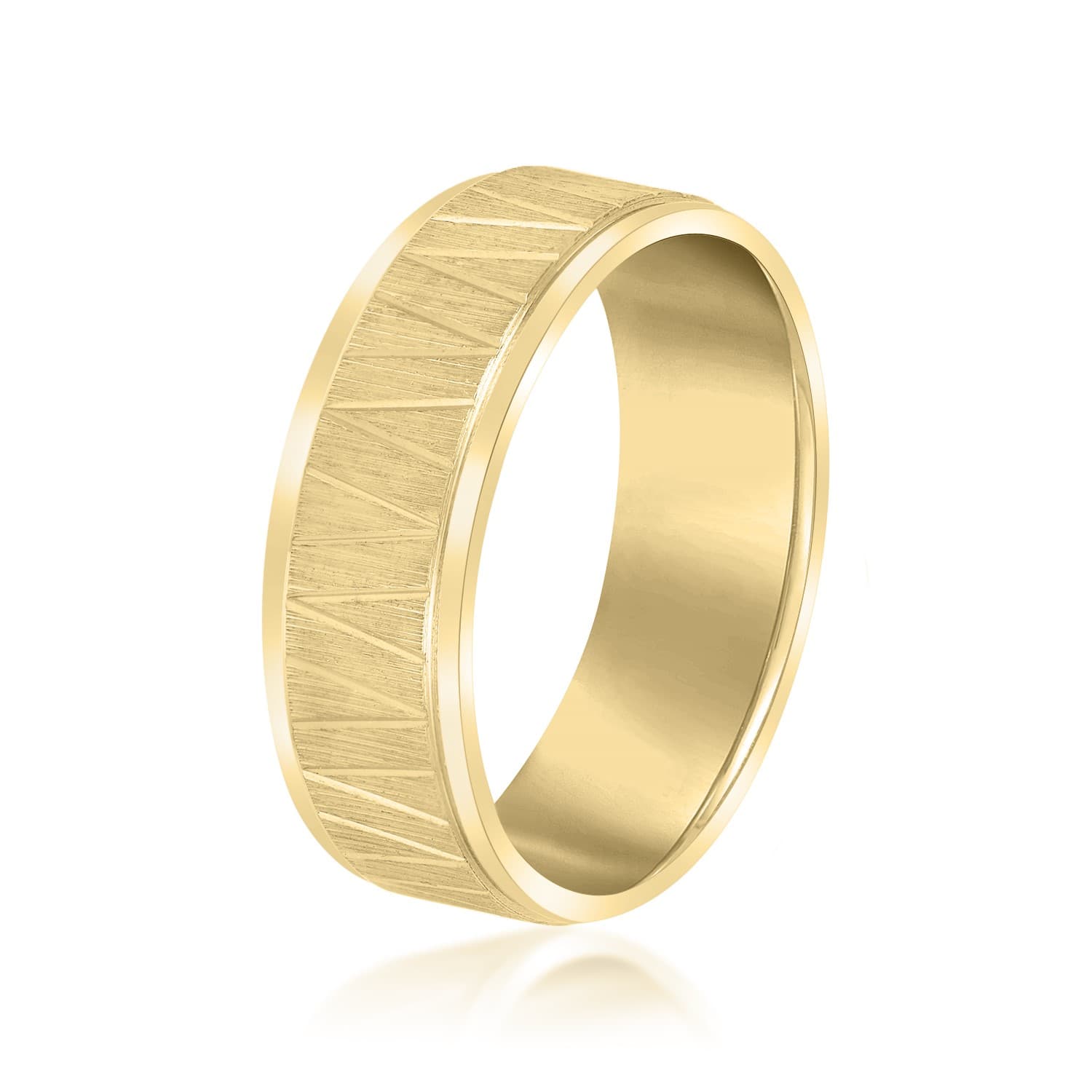 8mm Light Weight Men's Band, Side view in yellow gold
