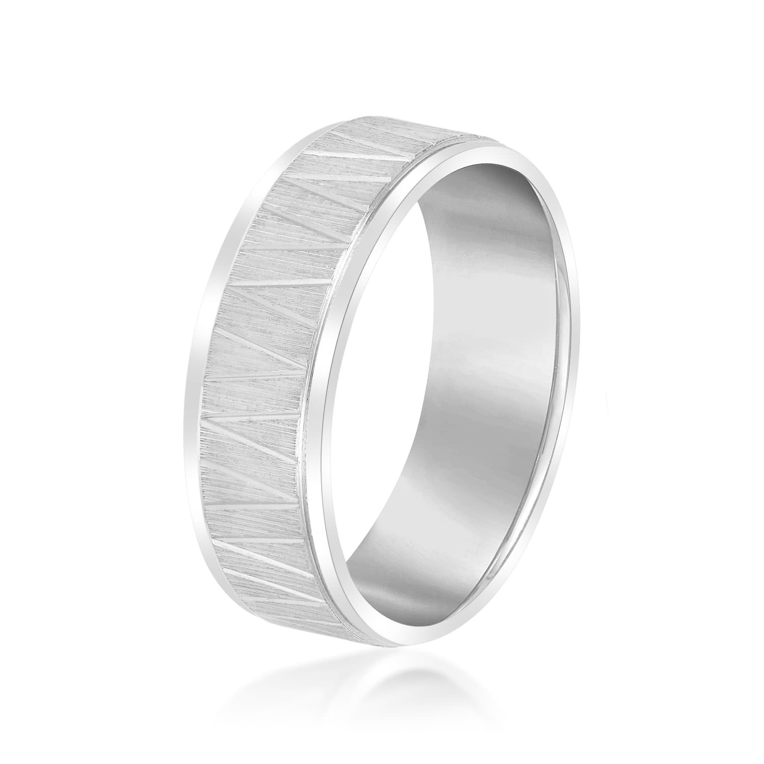 7mm Light Weight Men's Band, Side view in white gold or platinum