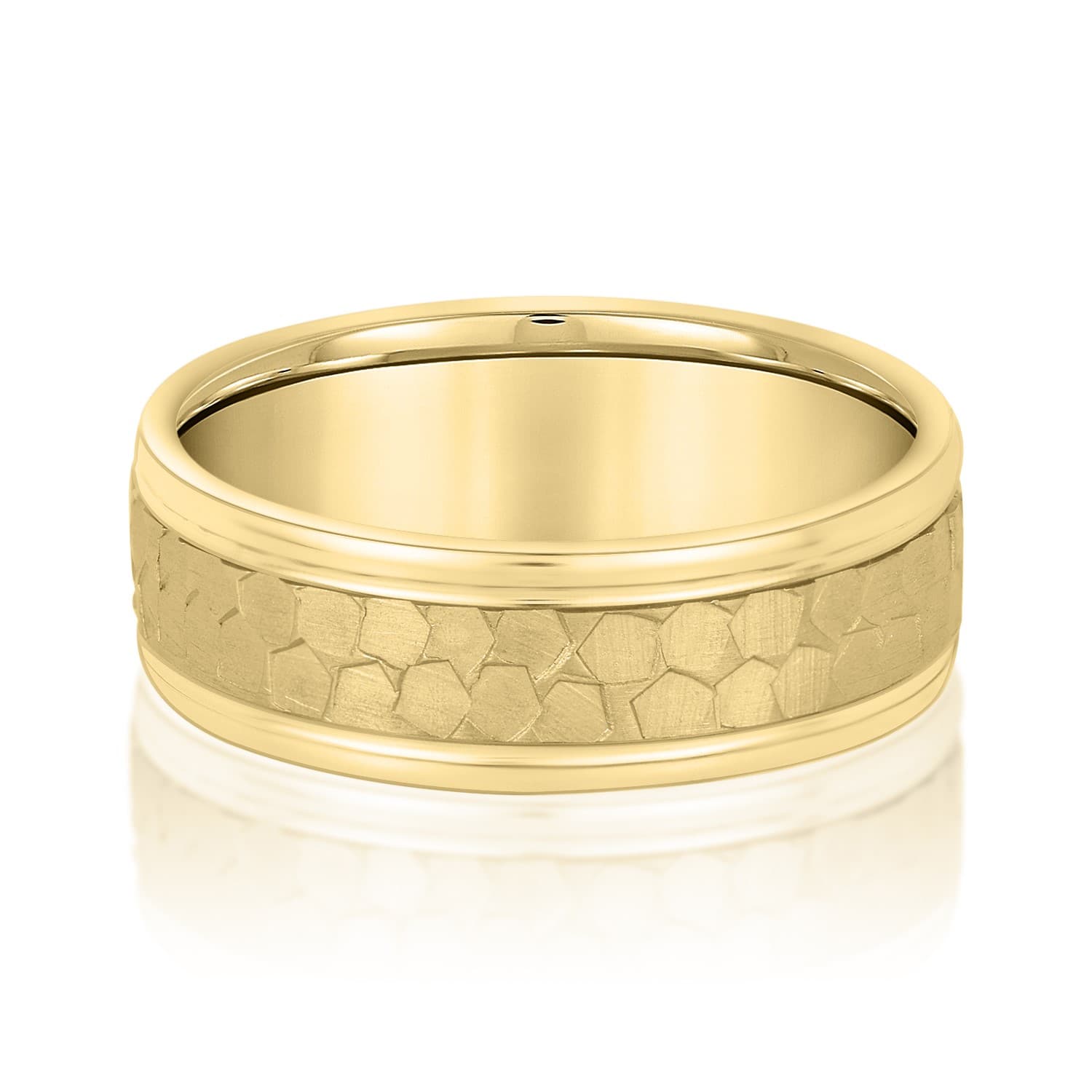 5mm Light Weight Men's Band, Front view in yellow gold