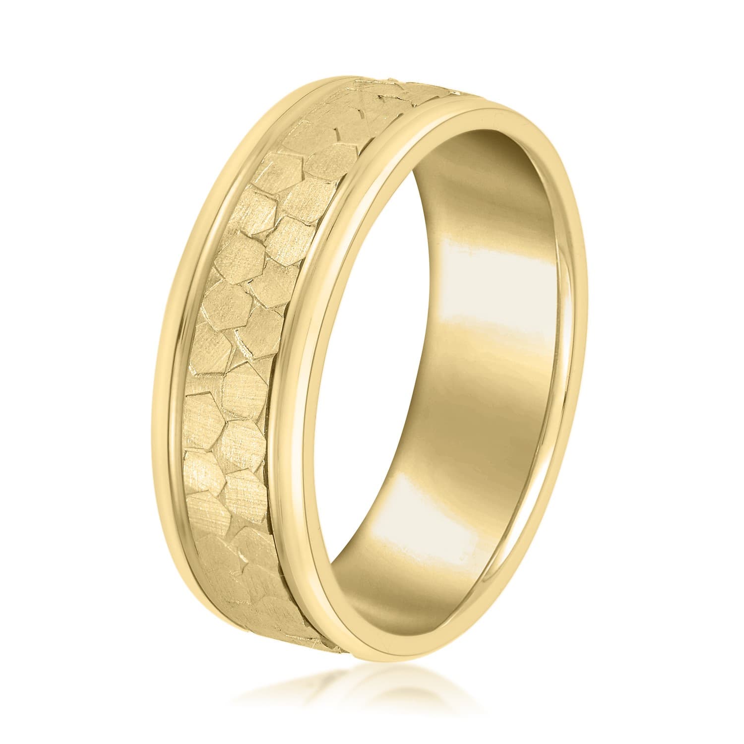 5mm Light Weight Men's Band, Side view in yellow gold