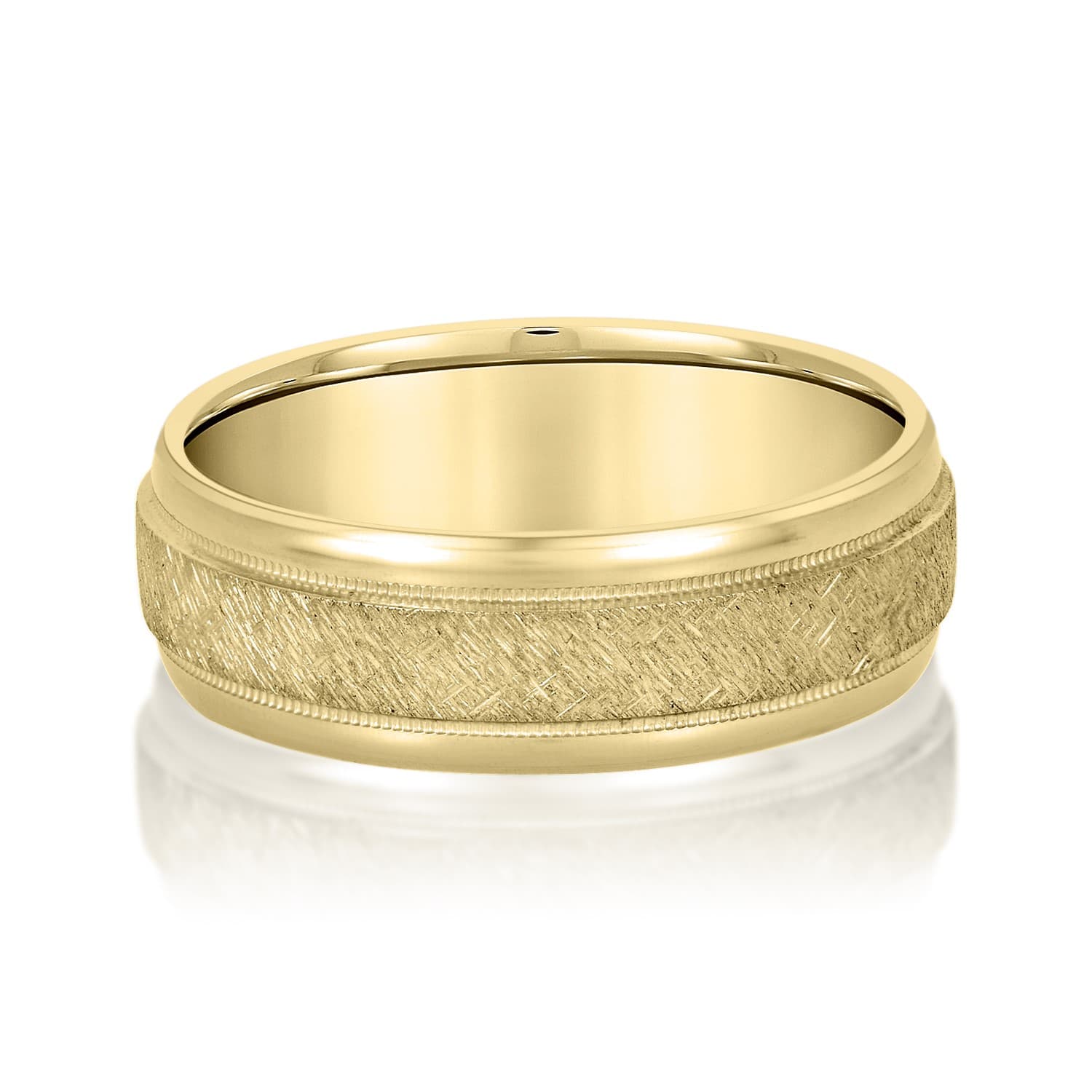 7mm Heavy Weight Men's Band, Front view in yellow gold