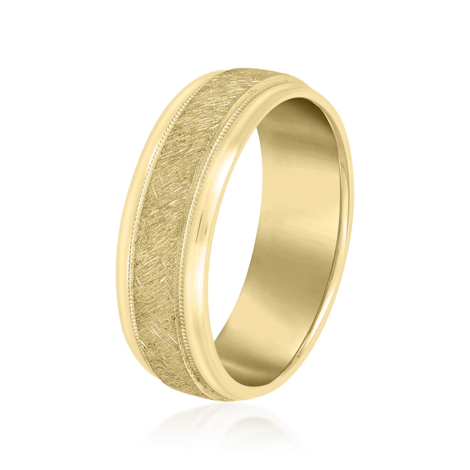 7mm Heavy Weight Men's Band, Side view in yellow gold