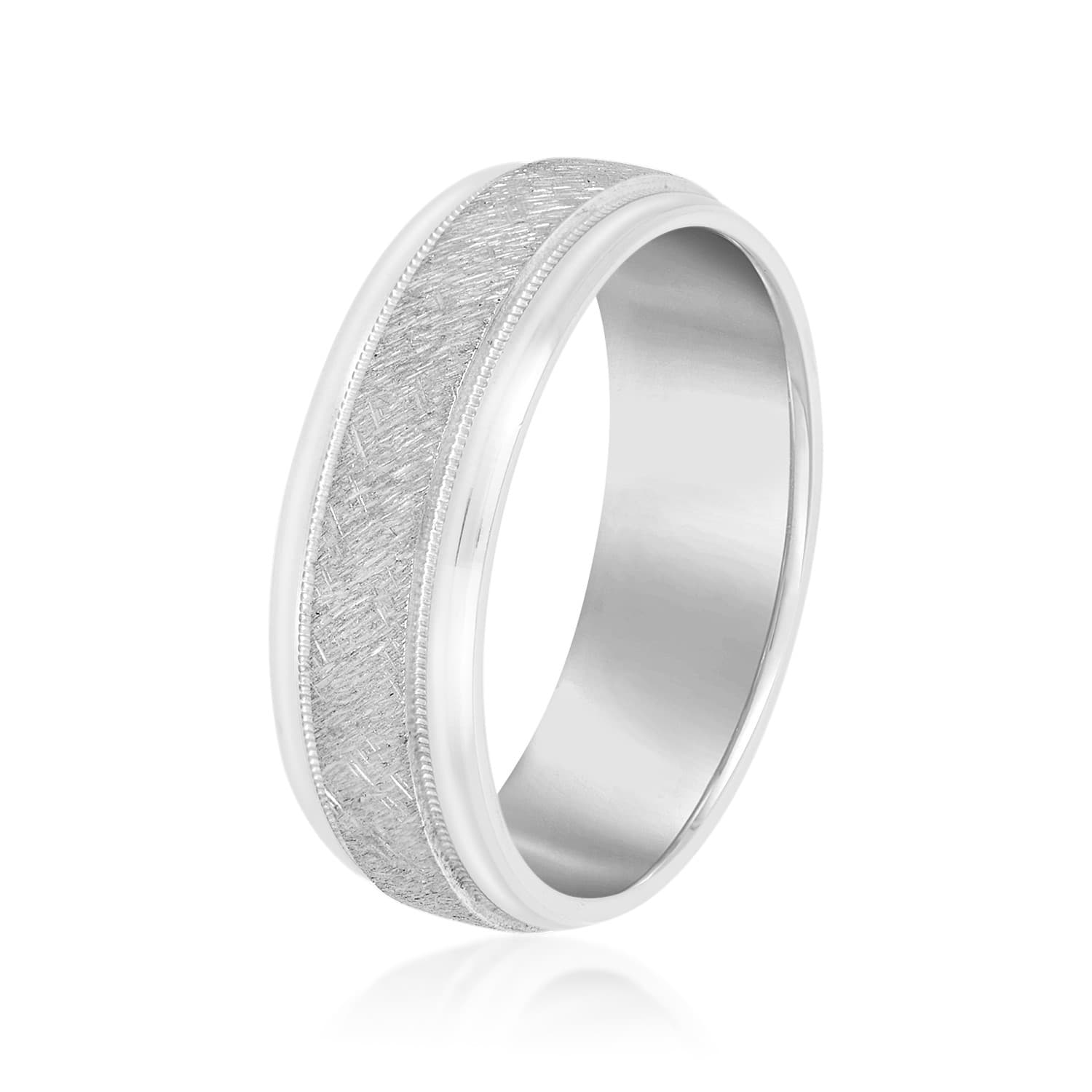 8mm Light Weight Men's Band, Side view in white gold or platinum