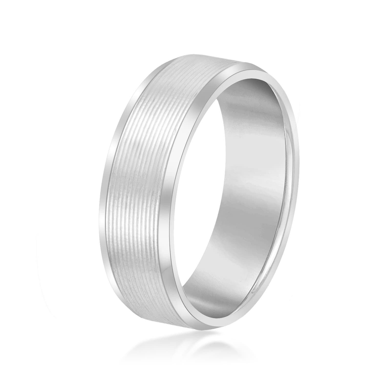 8mm Light Weight Men's Band, Side view in white gold or platinum