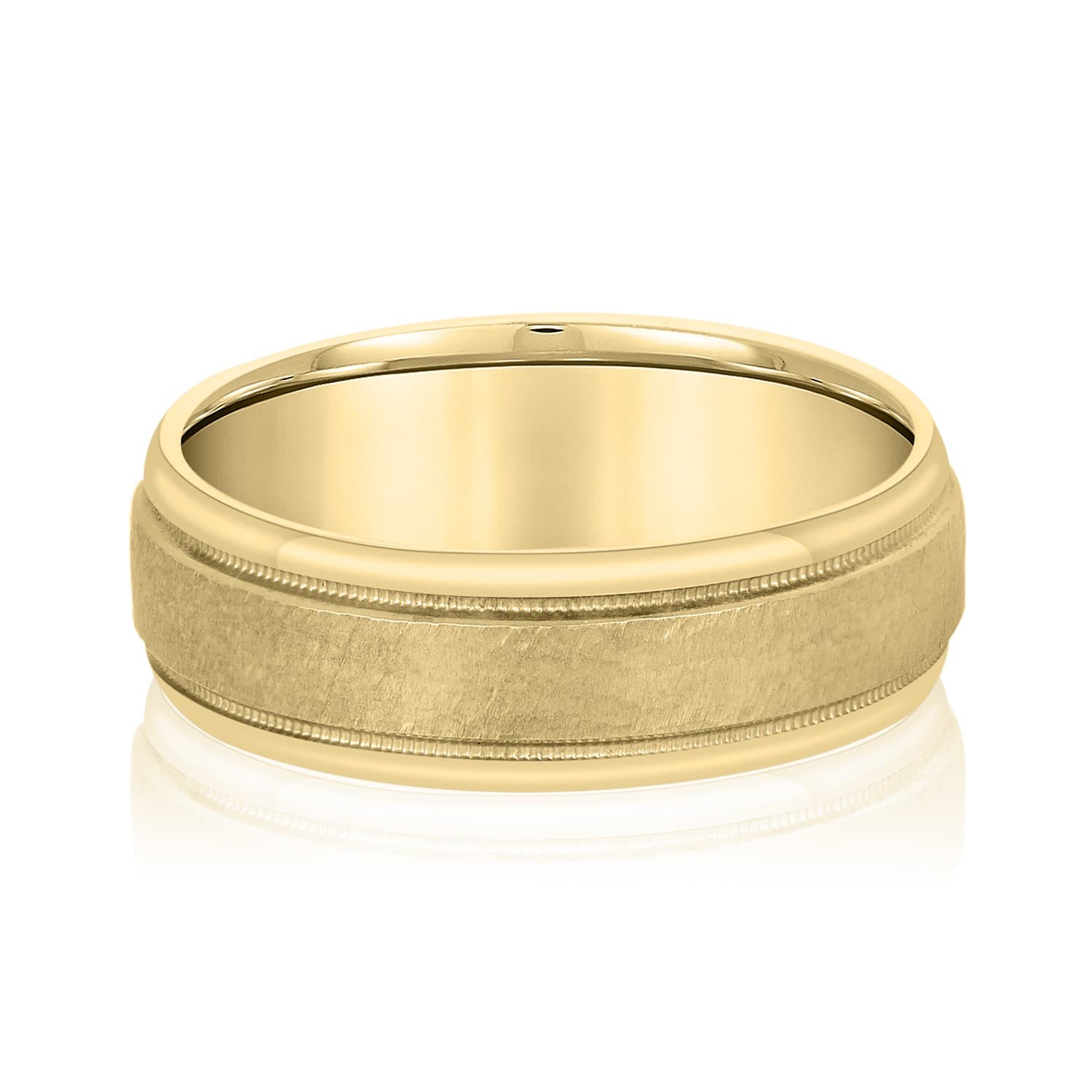 8mm Light Weight Men's Band, Front view in yellow gold