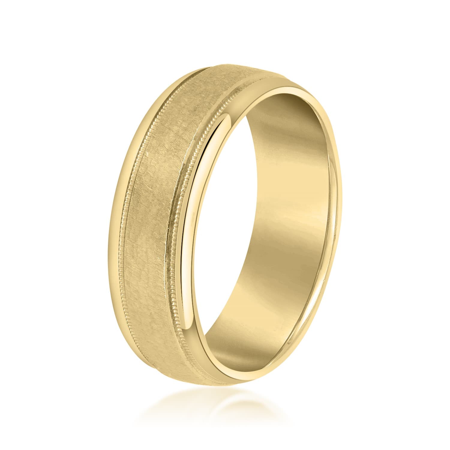 8mm Light Weight Men's Band, Side view in yellow gold
