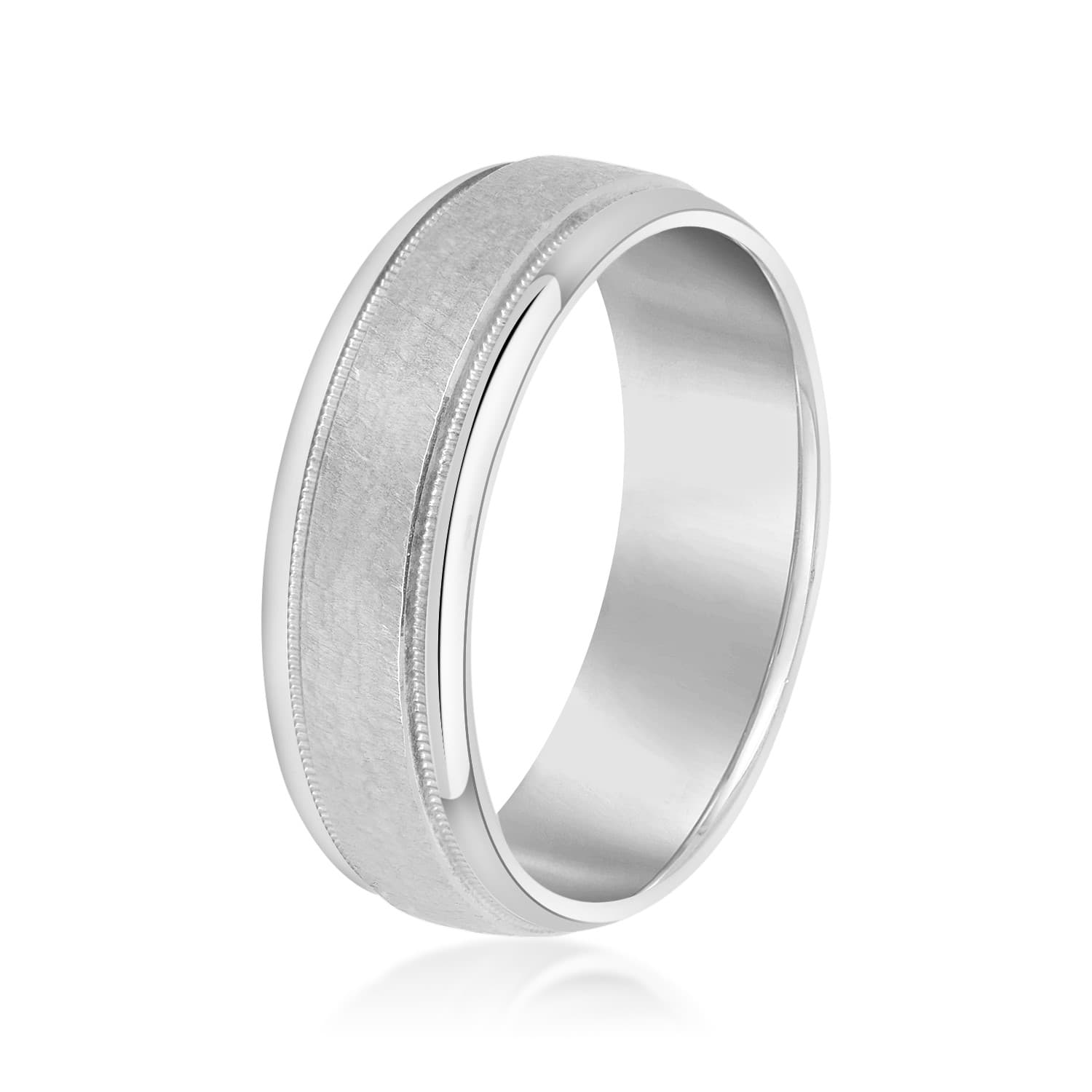 8mm Light Weight Men's Band, Side view in white gold or platinum