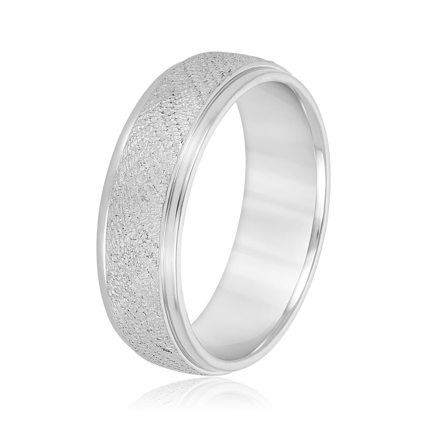 8mm Light Weight Men's Band, Side view in white gold or platinum