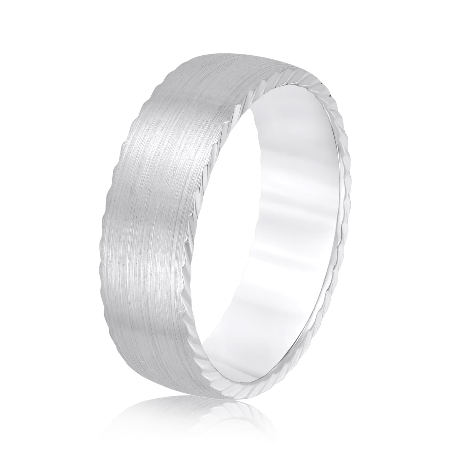 6mm Light Weight Men's Band, Side view in white gold or platinum