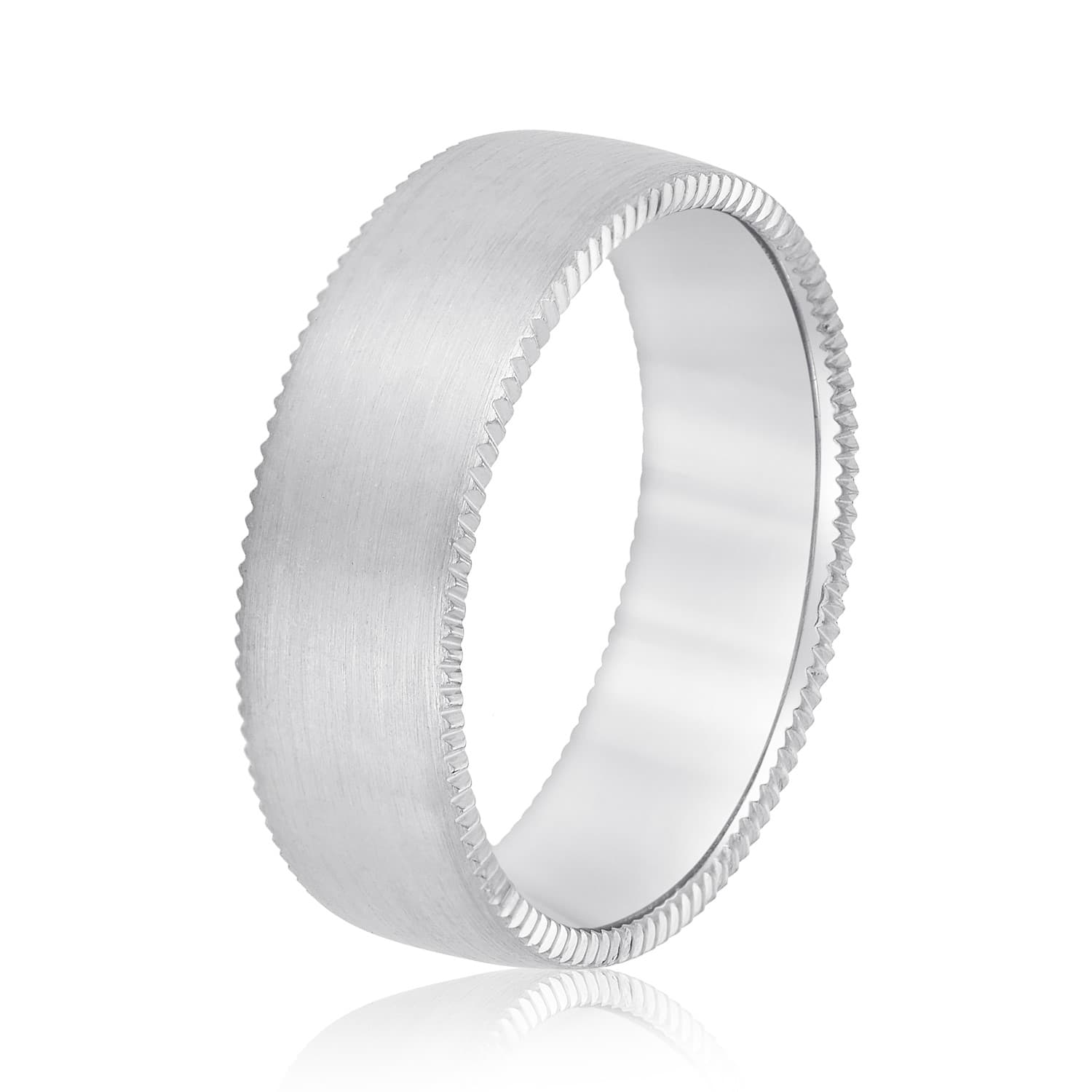 6mm Light Weight Men's Band, Side view in white gold or platinum