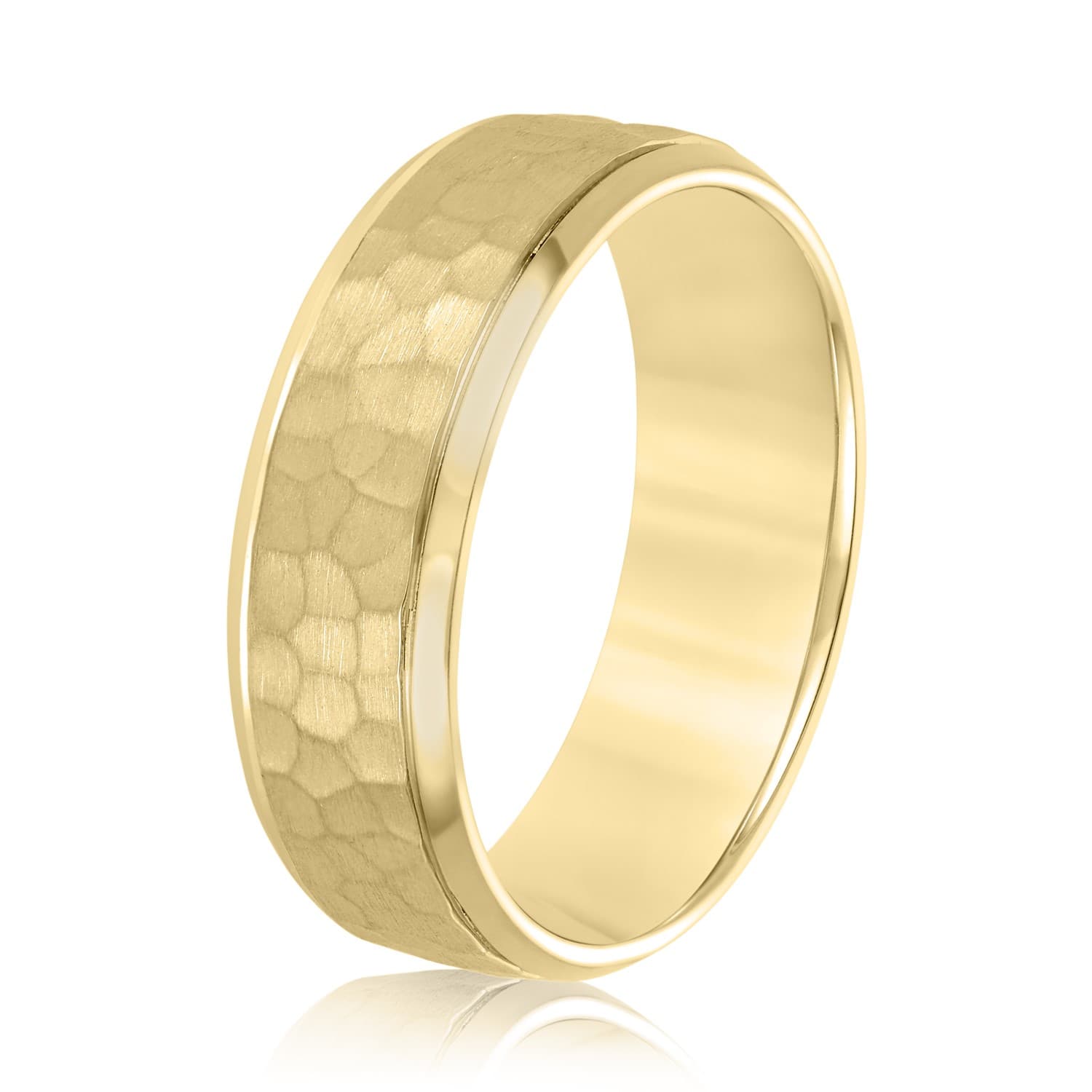 8mm Light Weight Men's Band, Side view in yellow gold