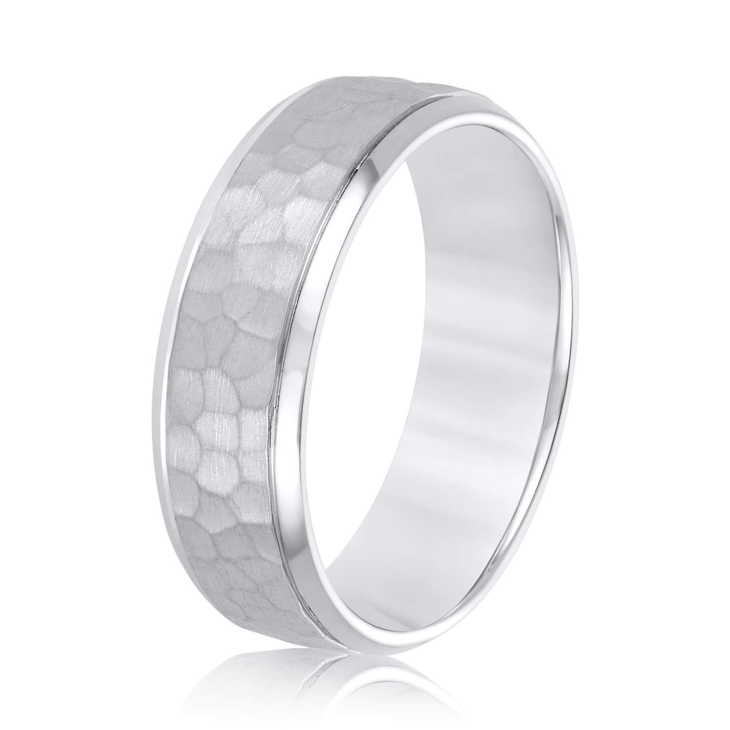 6mm Light Weight Men's Band, Side view in white gold or platinum