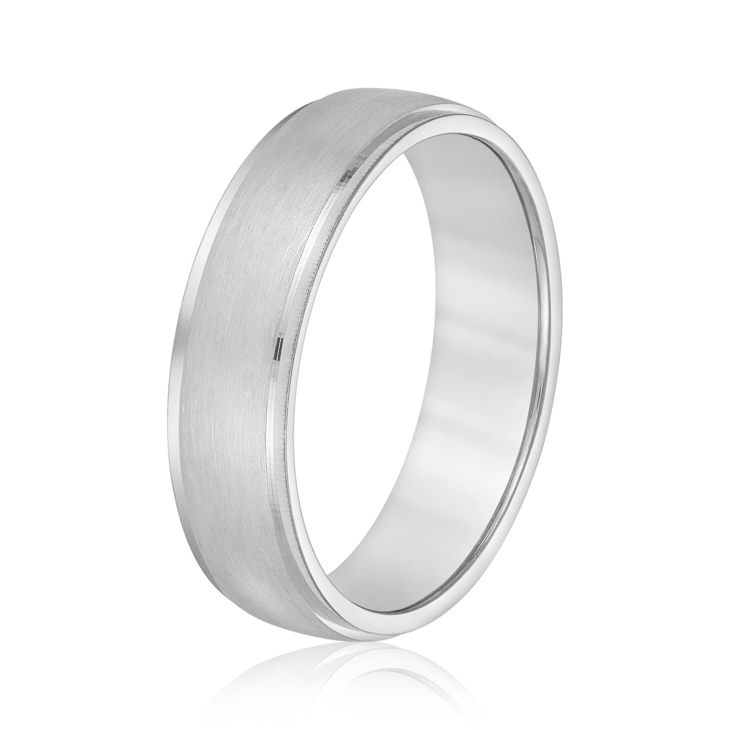 6mm Light Weight Men's Band, Side view in white gold or platinum