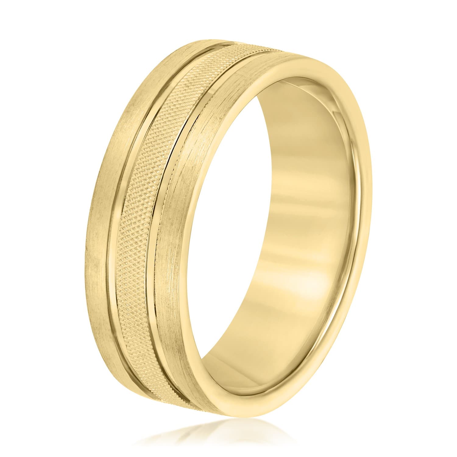 8mm Heavy Weight Men's Band, Side view in yellow gold