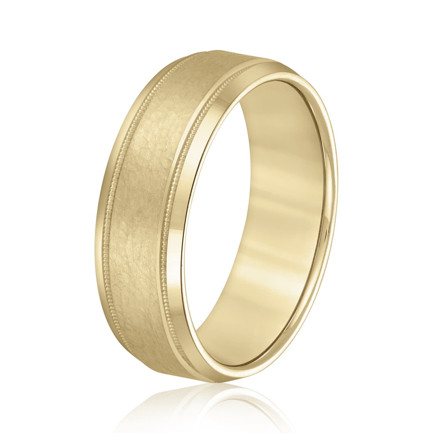 8mm Standard Weight Men's Band, Side view in yellow gold