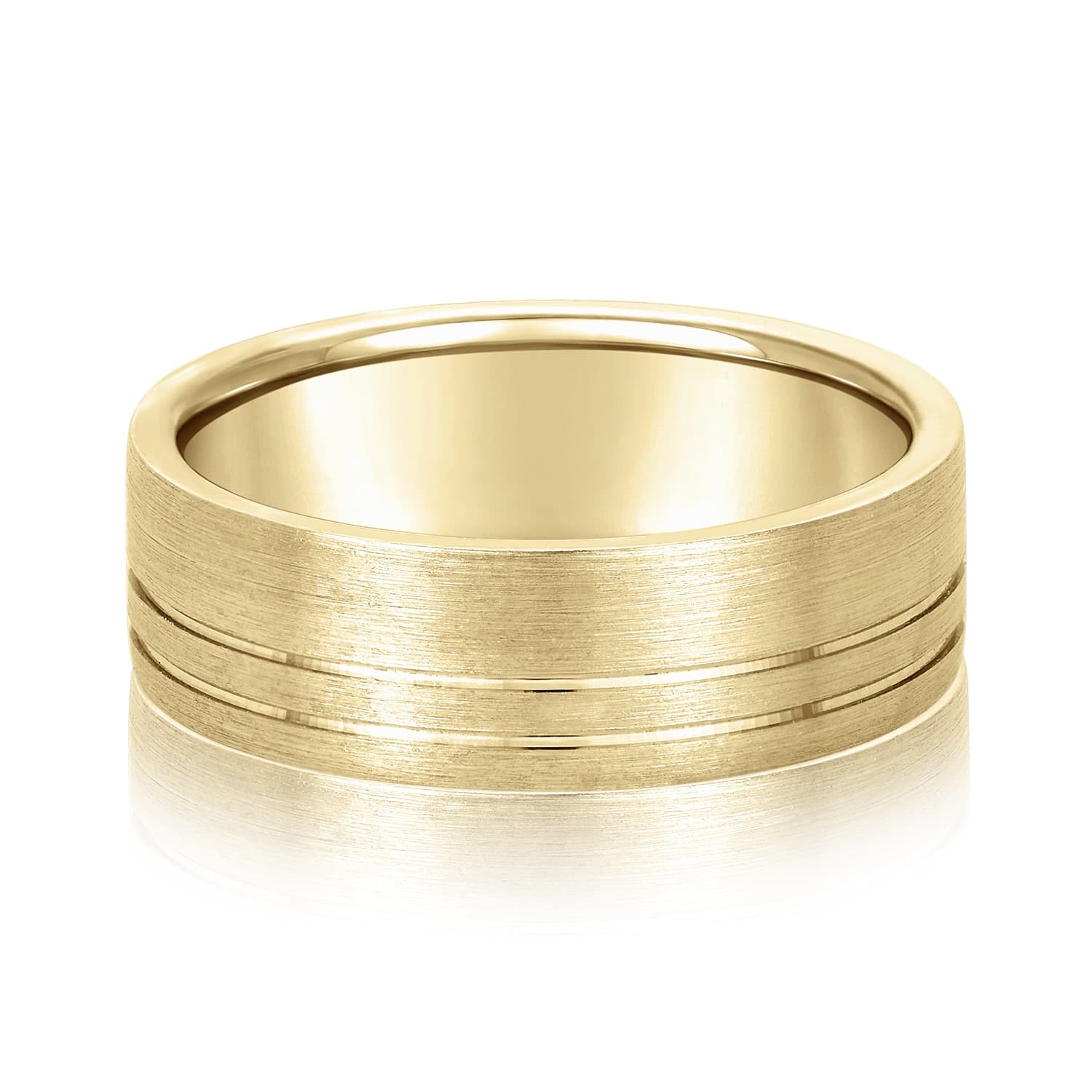6mm Light Weight Men's Band, Front view in yellow gold