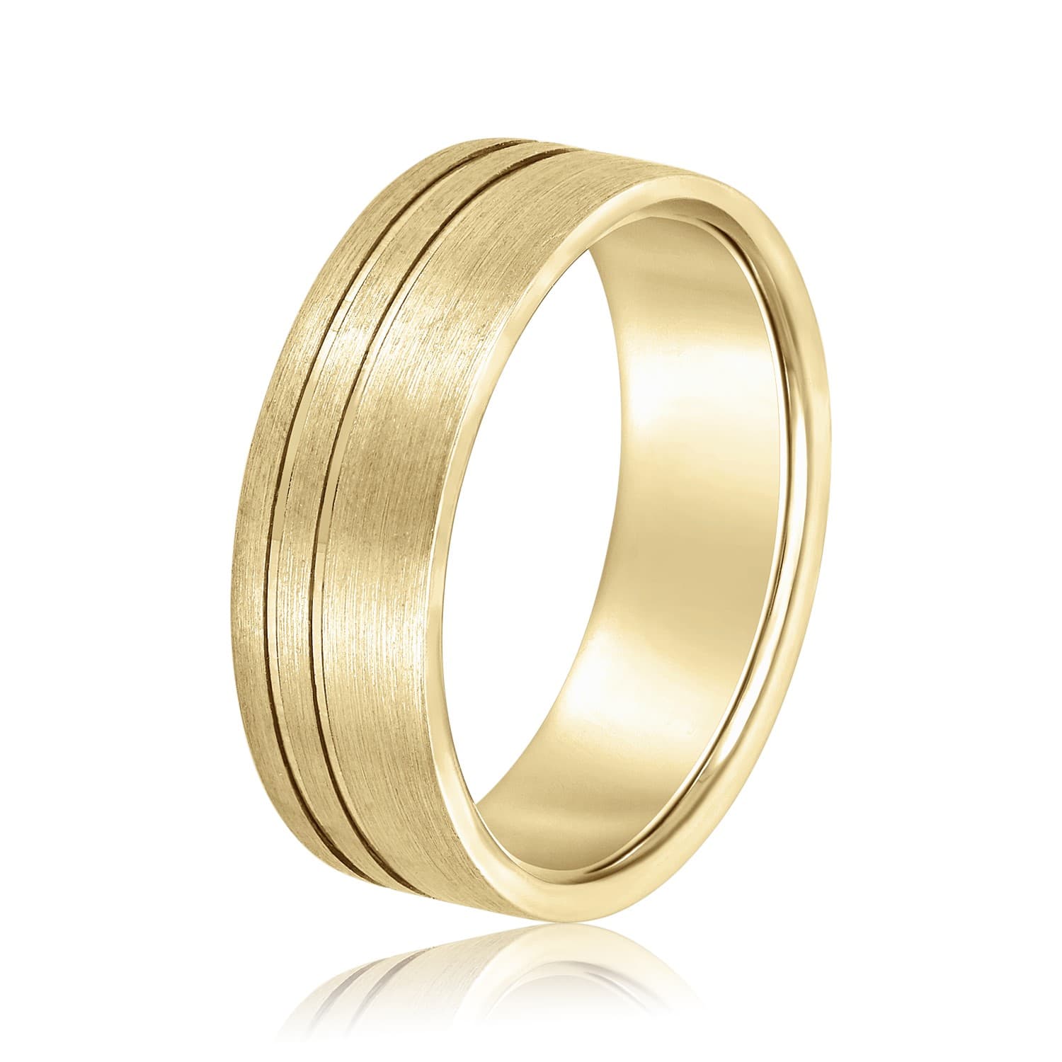 6mm Light Weight Men's Band, Side view in yellow gold