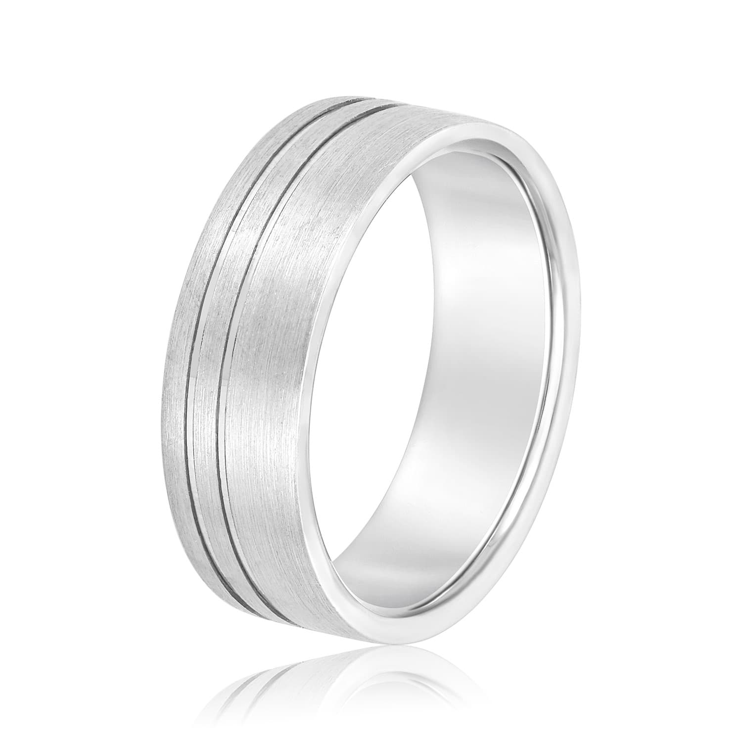 6mm Light Weight Men's Band, Side view in white gold or platinum