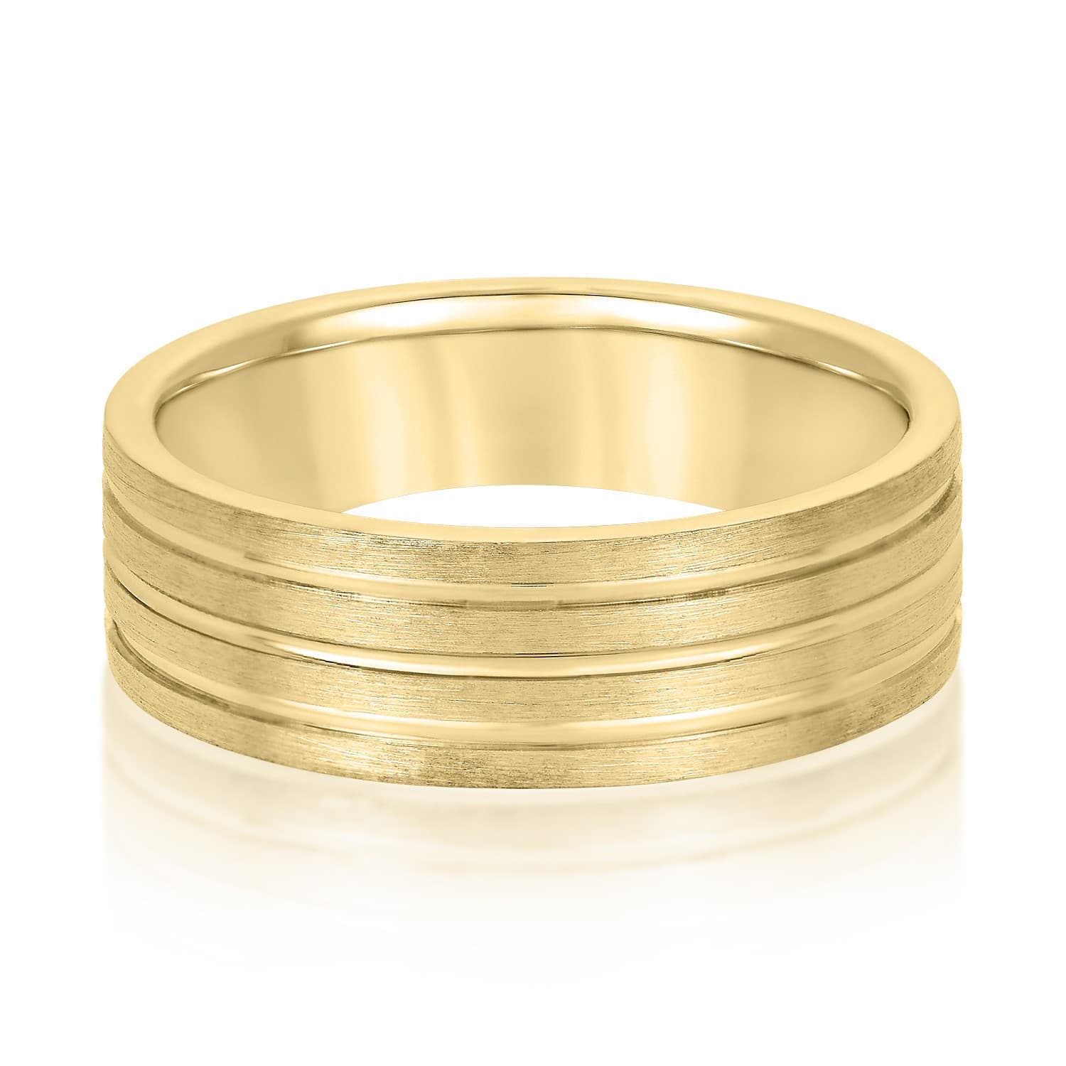 7mm Light Weight Men's Band, Front view in yellow gold
