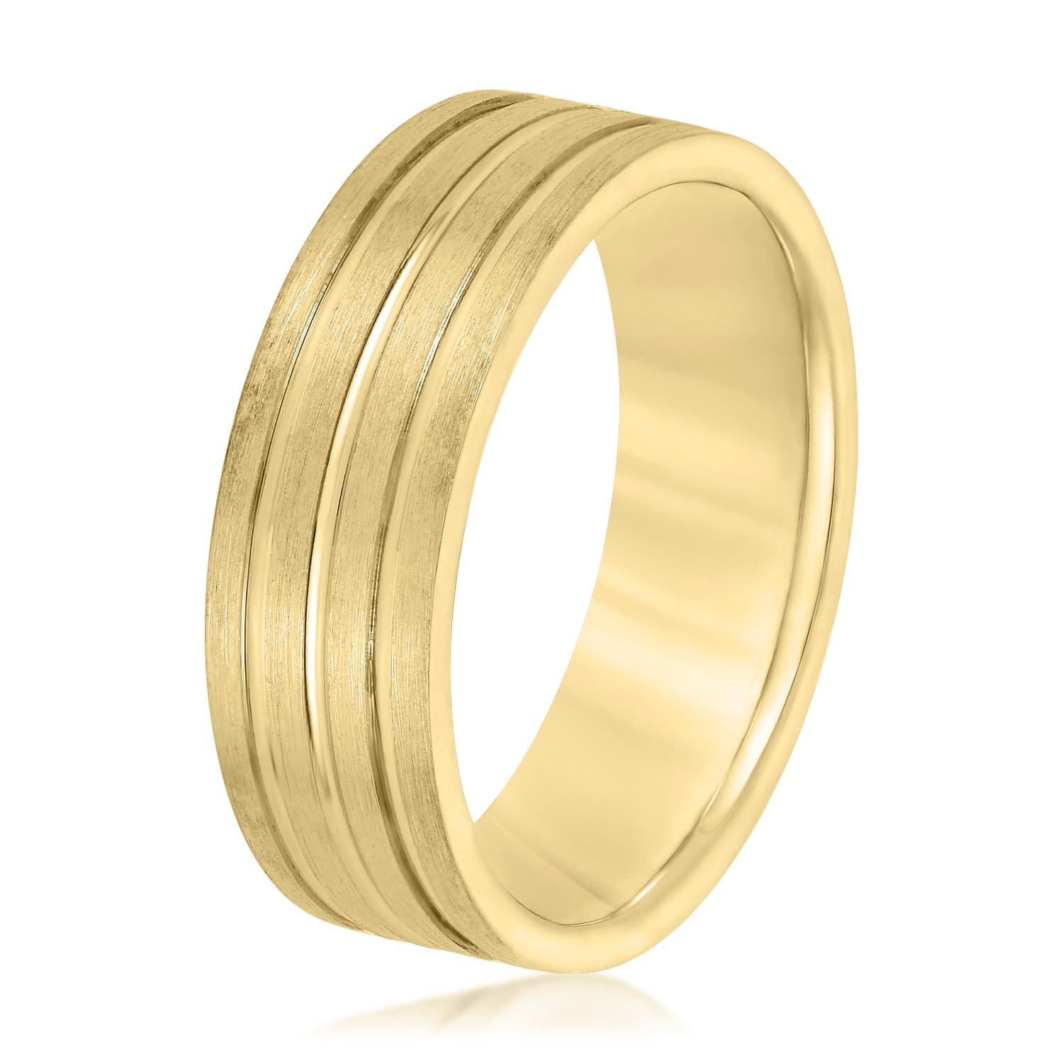 7mm Light Weight Men's Band, Side view in yellow gold