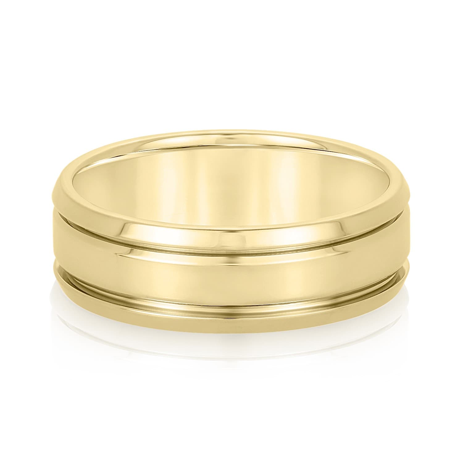 7mm Light Weight Men's Band, Front view in yellow gold