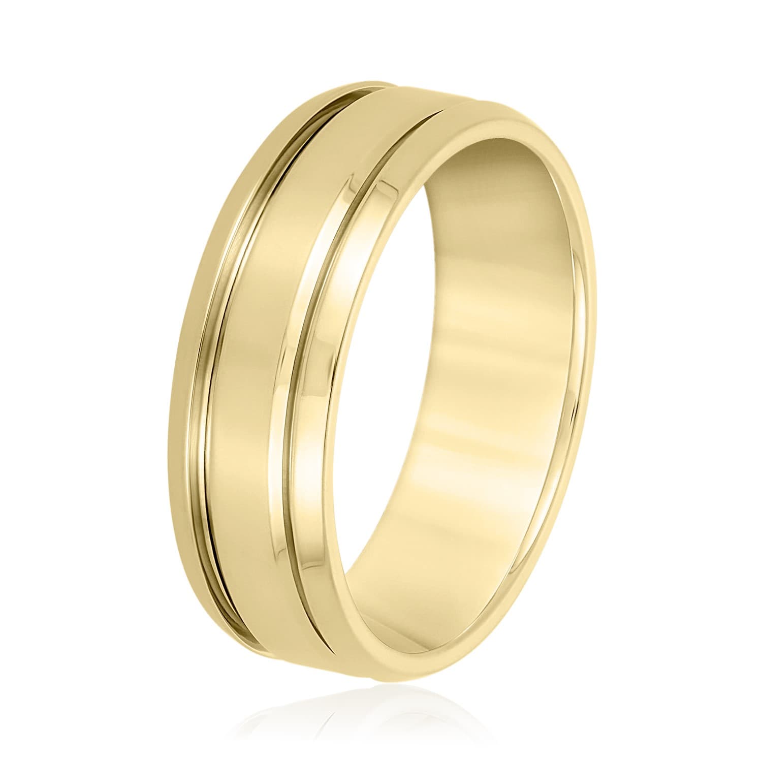 7mm Light Weight Men's Band, Side view in yellow gold
