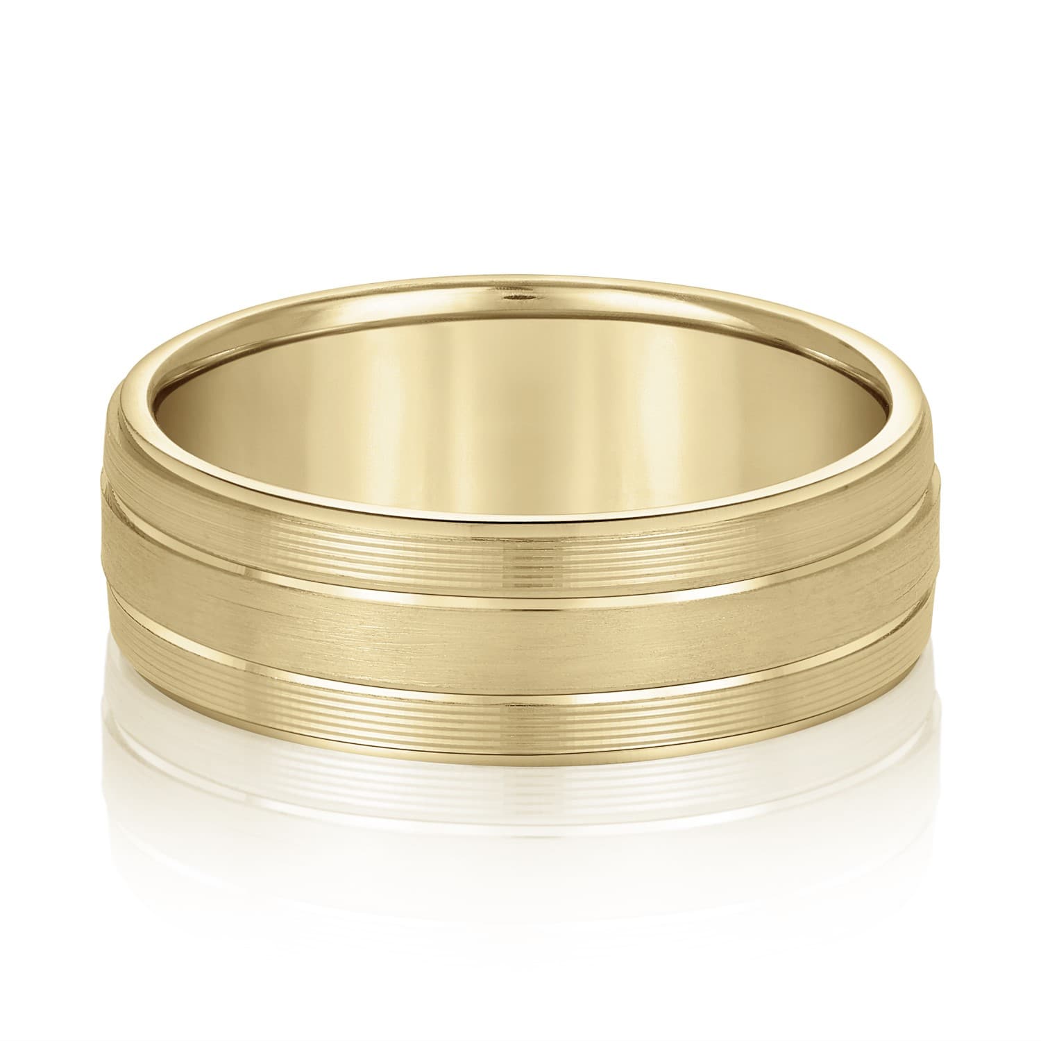 7mm Light Weight Men's Band, Front view in yellow gold