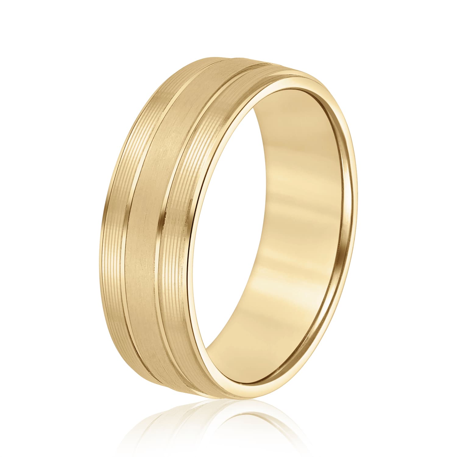 7mm Light Weight Men's Band, Side view in yellow gold
