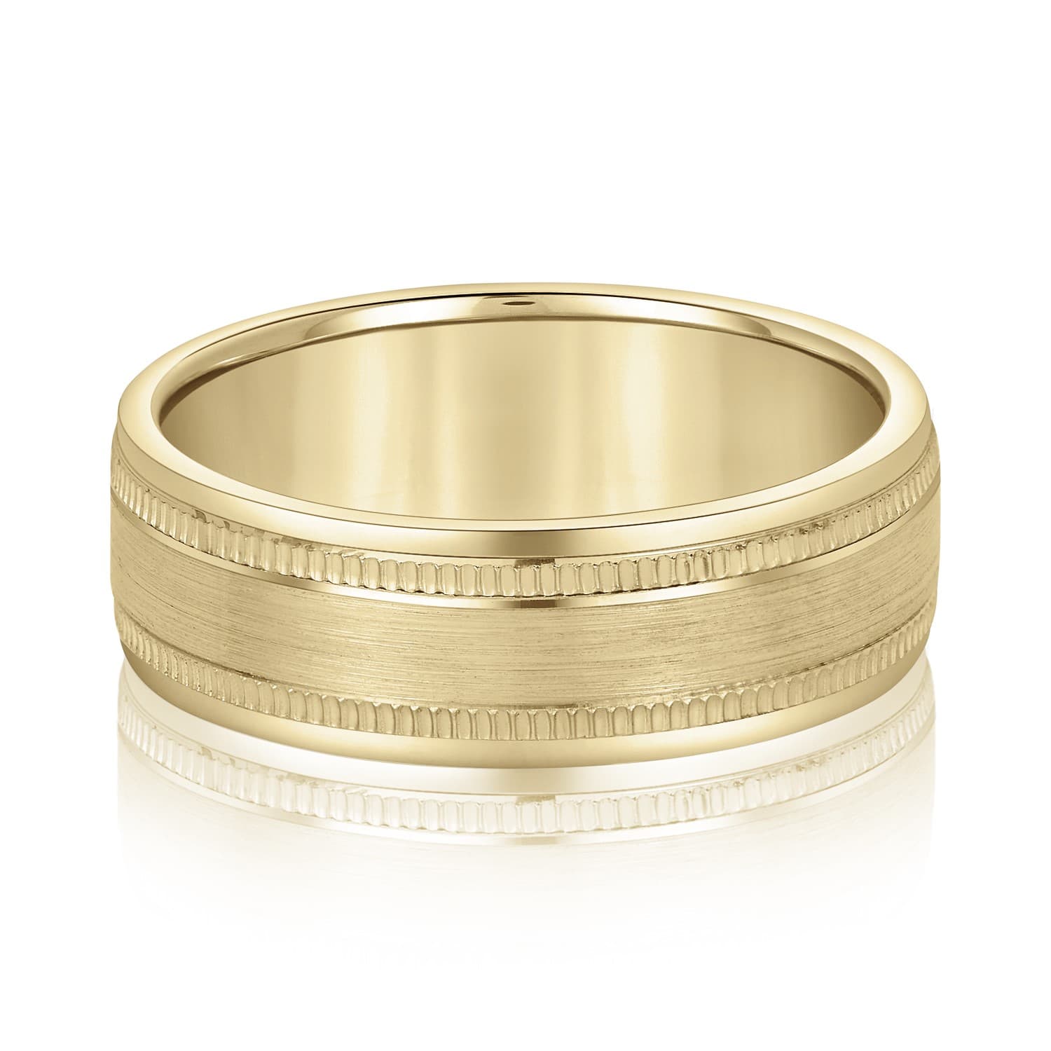 7mm Light Weight Men's Band, Front view in yellow gold
