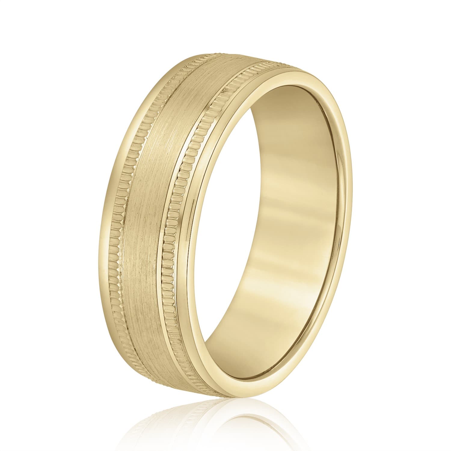 7mm Light Weight Men's Band, Side view in yellow gold
