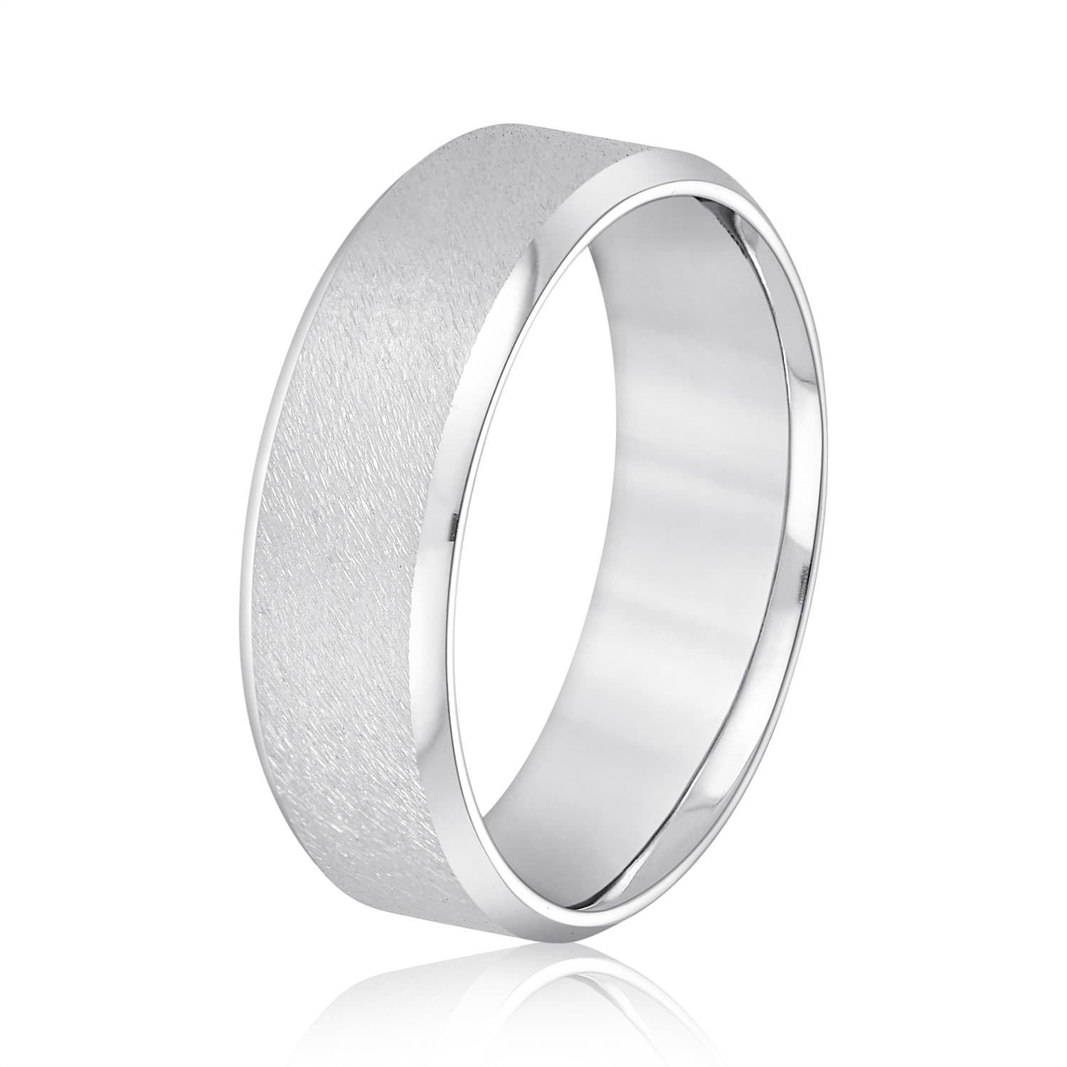 8mm Light Weight Men's Band, Side view in white gold or platinum