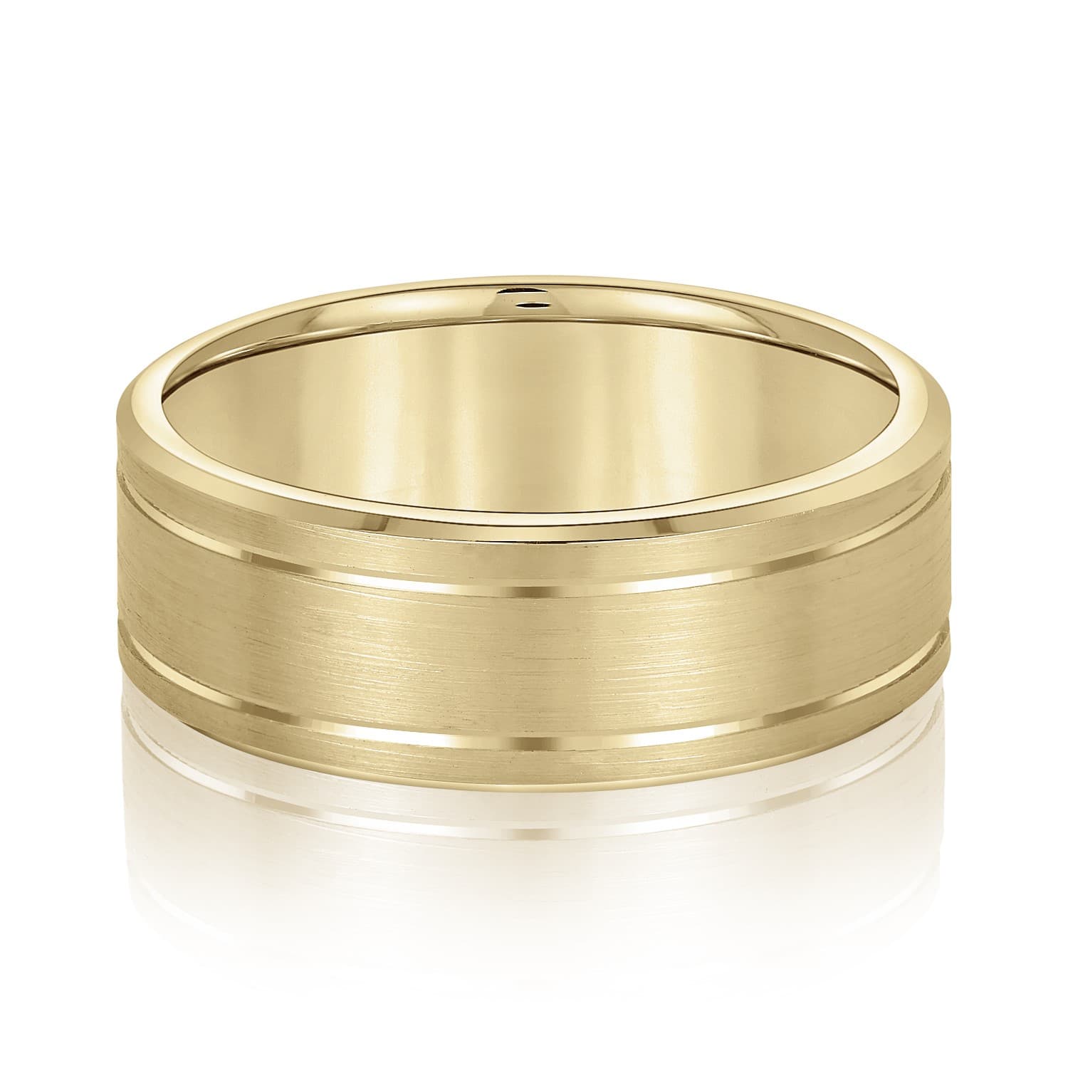 8mm Light Weight Men's Band, Front view in yellow gold