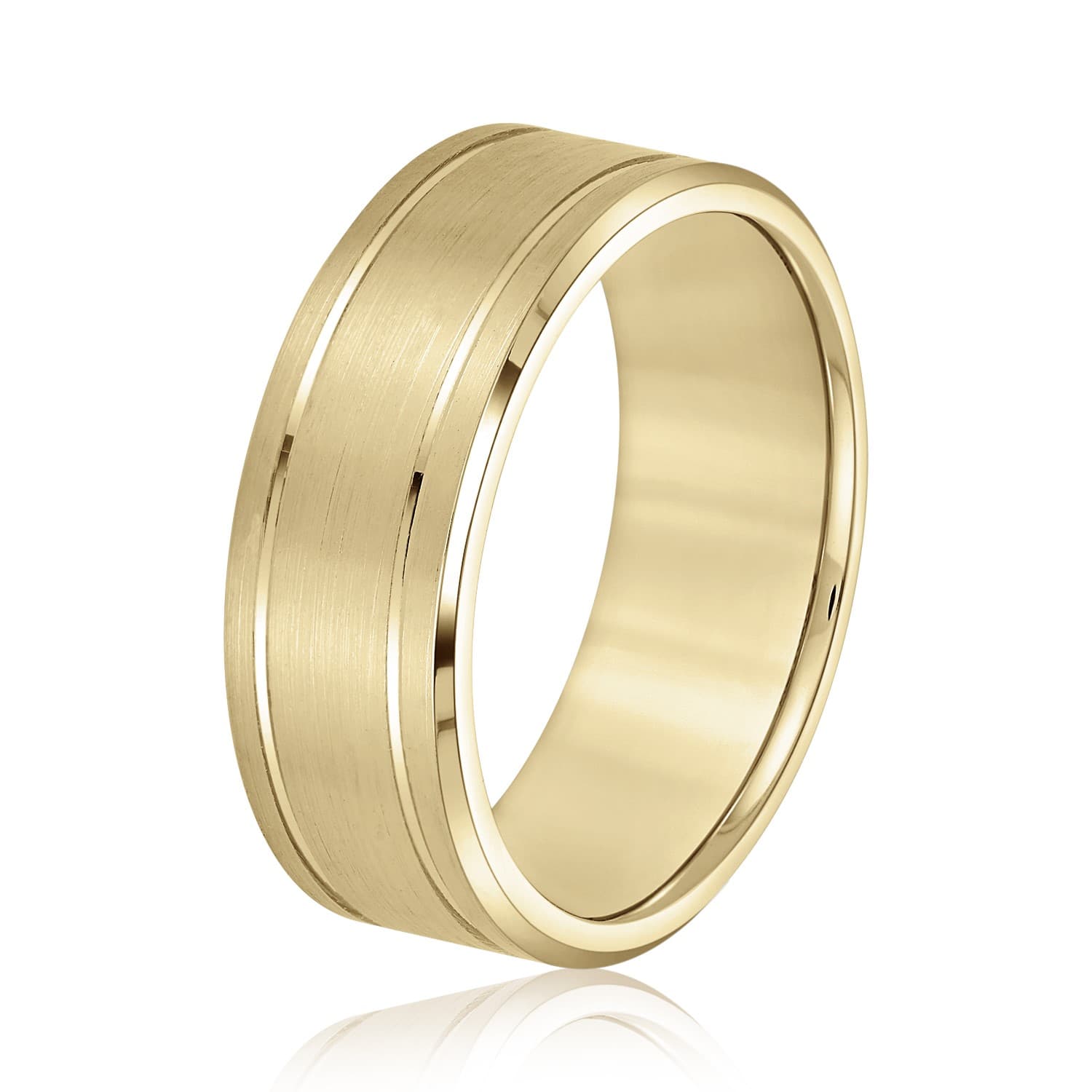 8mm Light Weight Men's Band, Side view in yellow gold