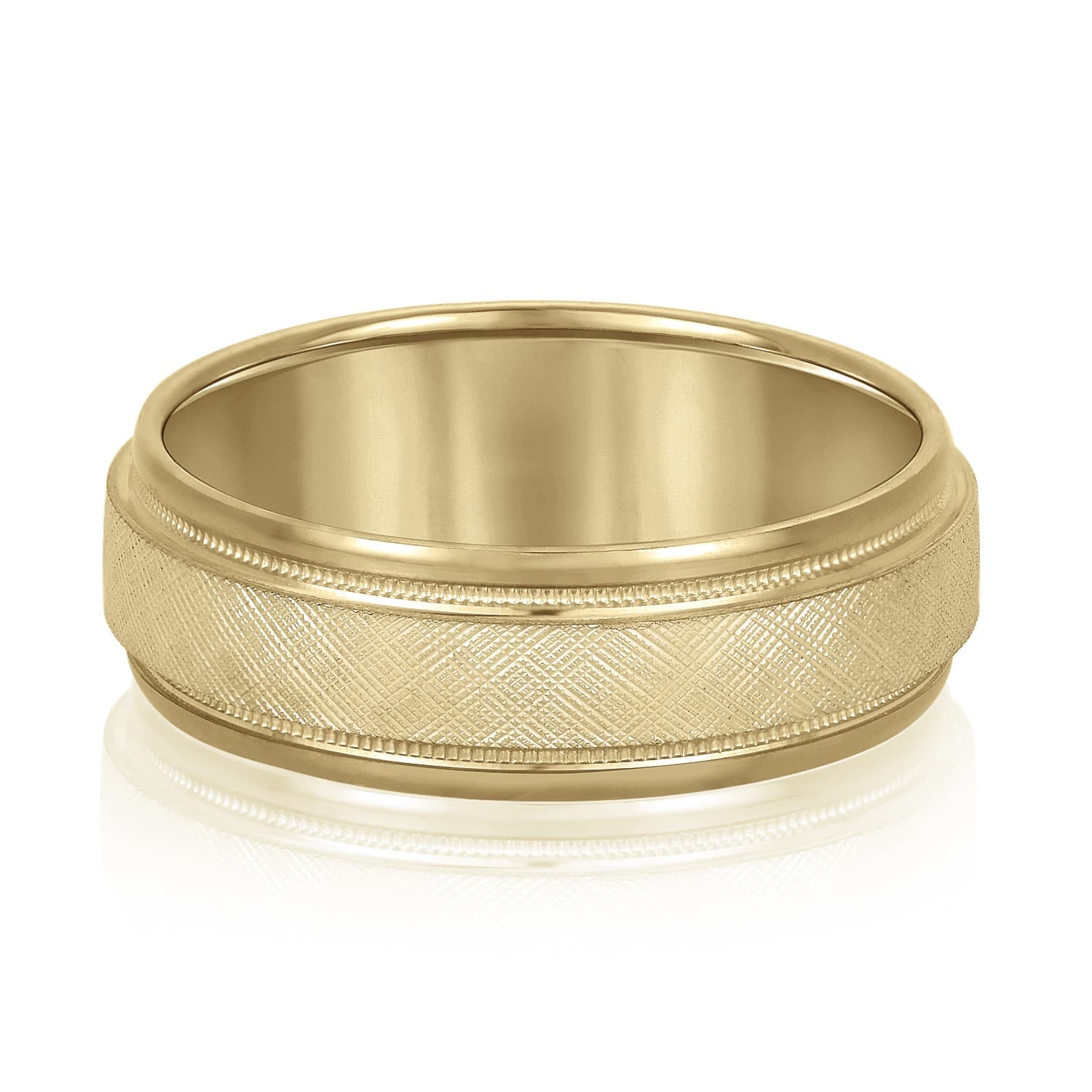 7mm Standard Weight Men's Band, Front view in yellow gold