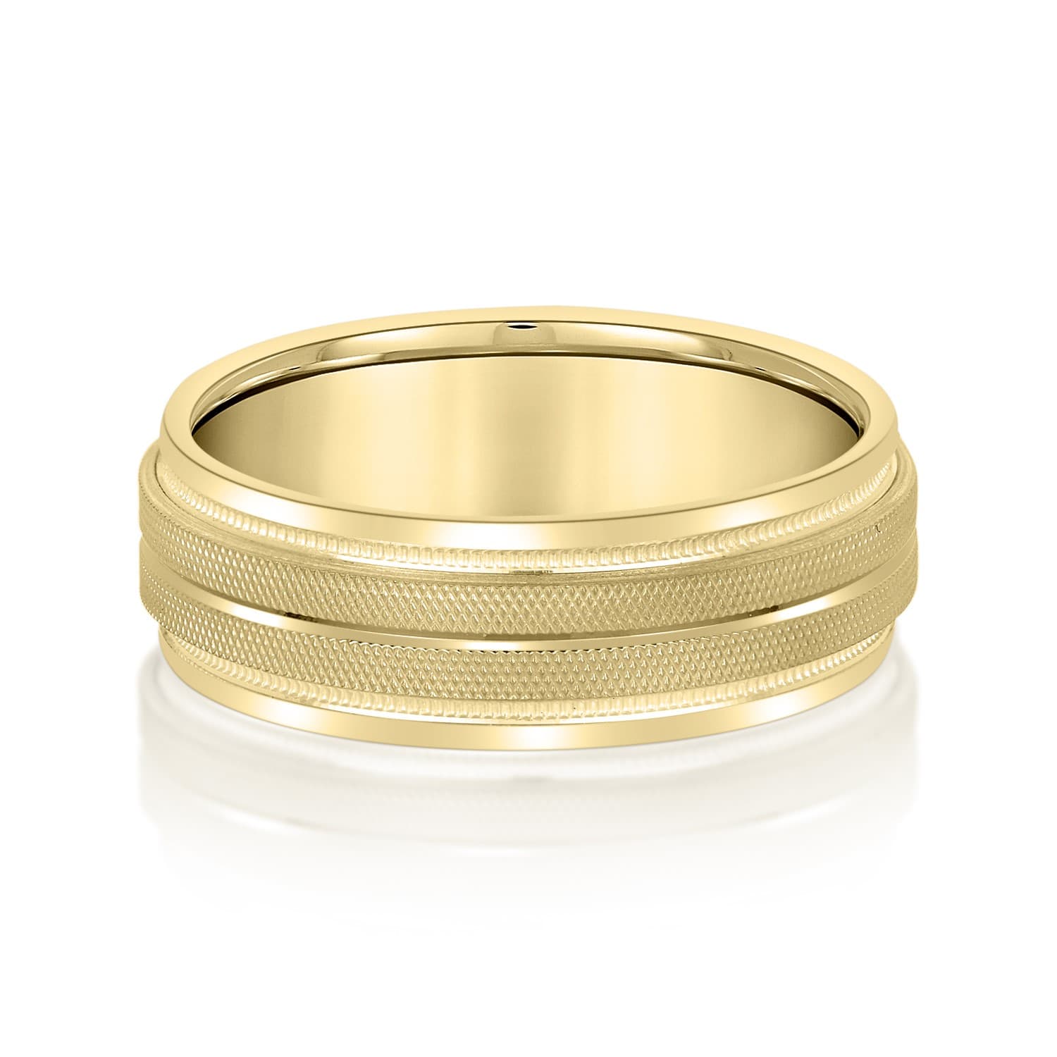 7mm Standard Weight Men's Band, Front view in yellow gold
