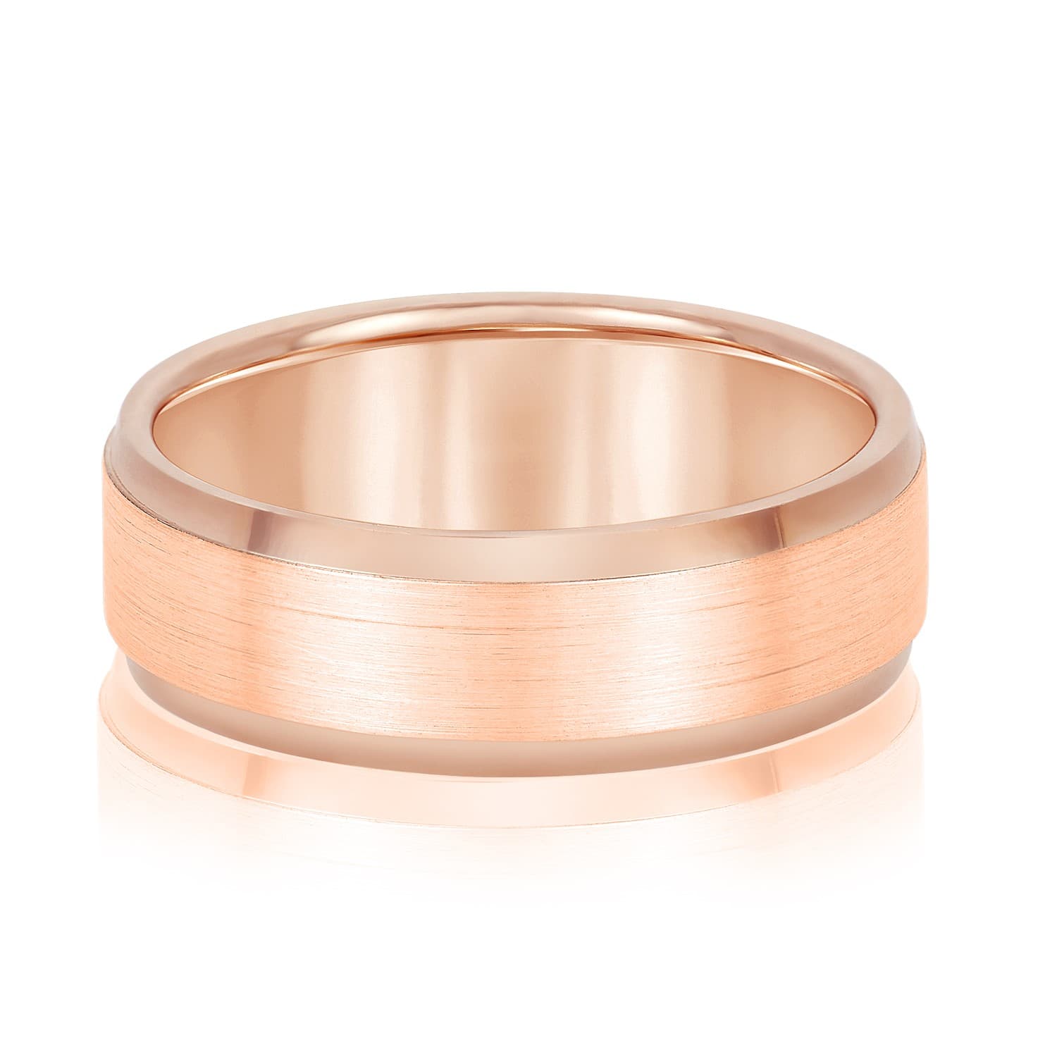 7mm Standard Weight Men's Band, Front view in rose gold