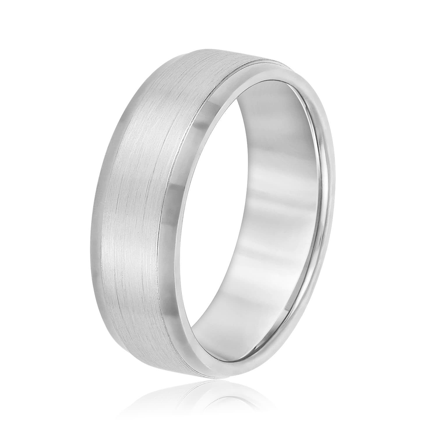 7mm Standard Weight Men's Band, Side view in white gold or platinum