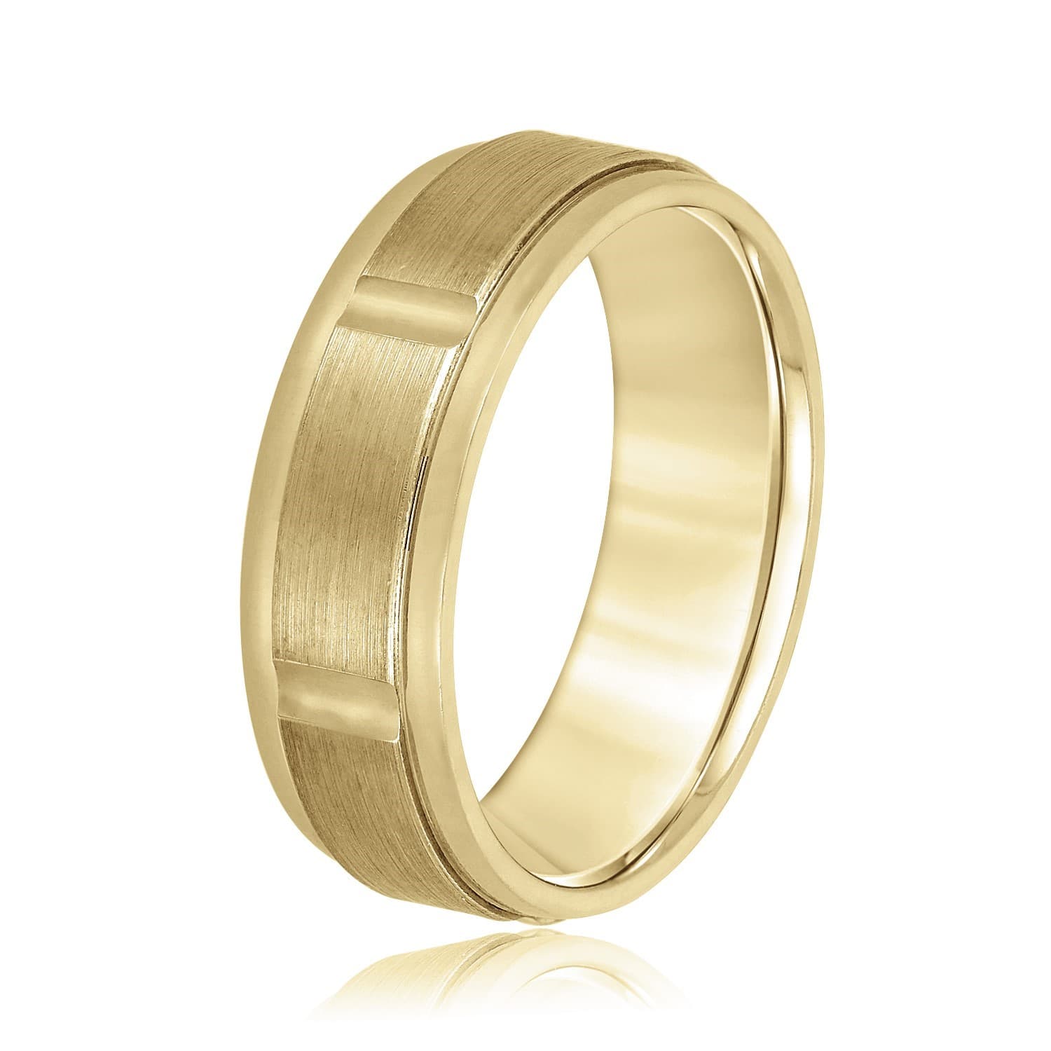7mm Standard Weight Men's Band, Side view in yellow gold