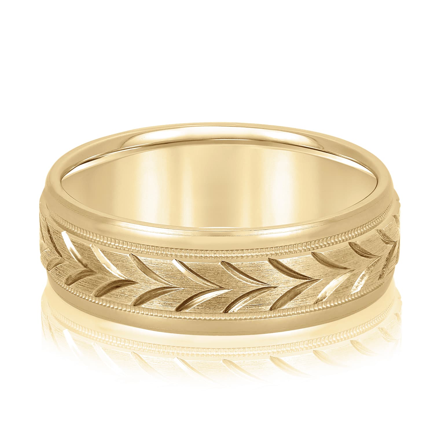 7mm Standard Weight Men's Band, Front view in yellow gold