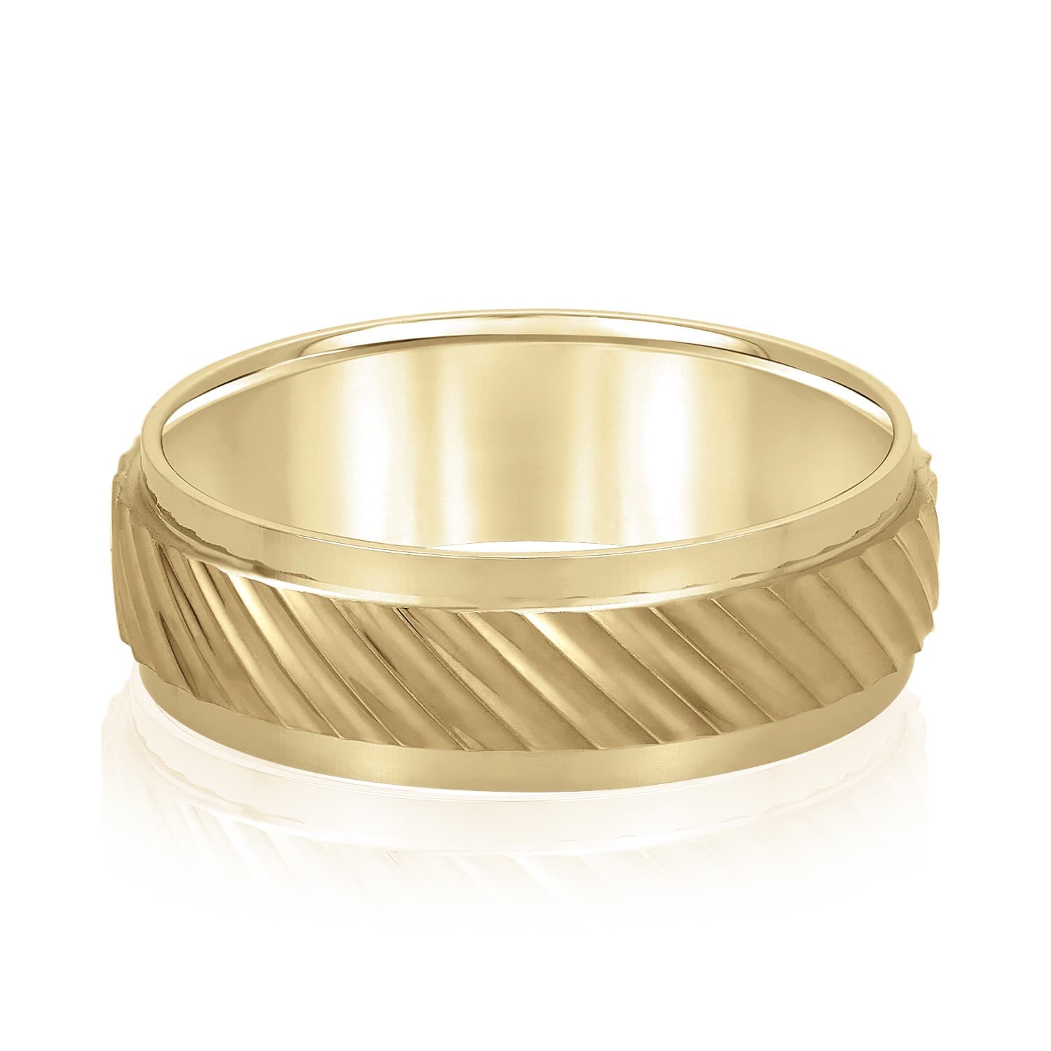 7mm Standard Weight Men's Band, Front view in yellow gold