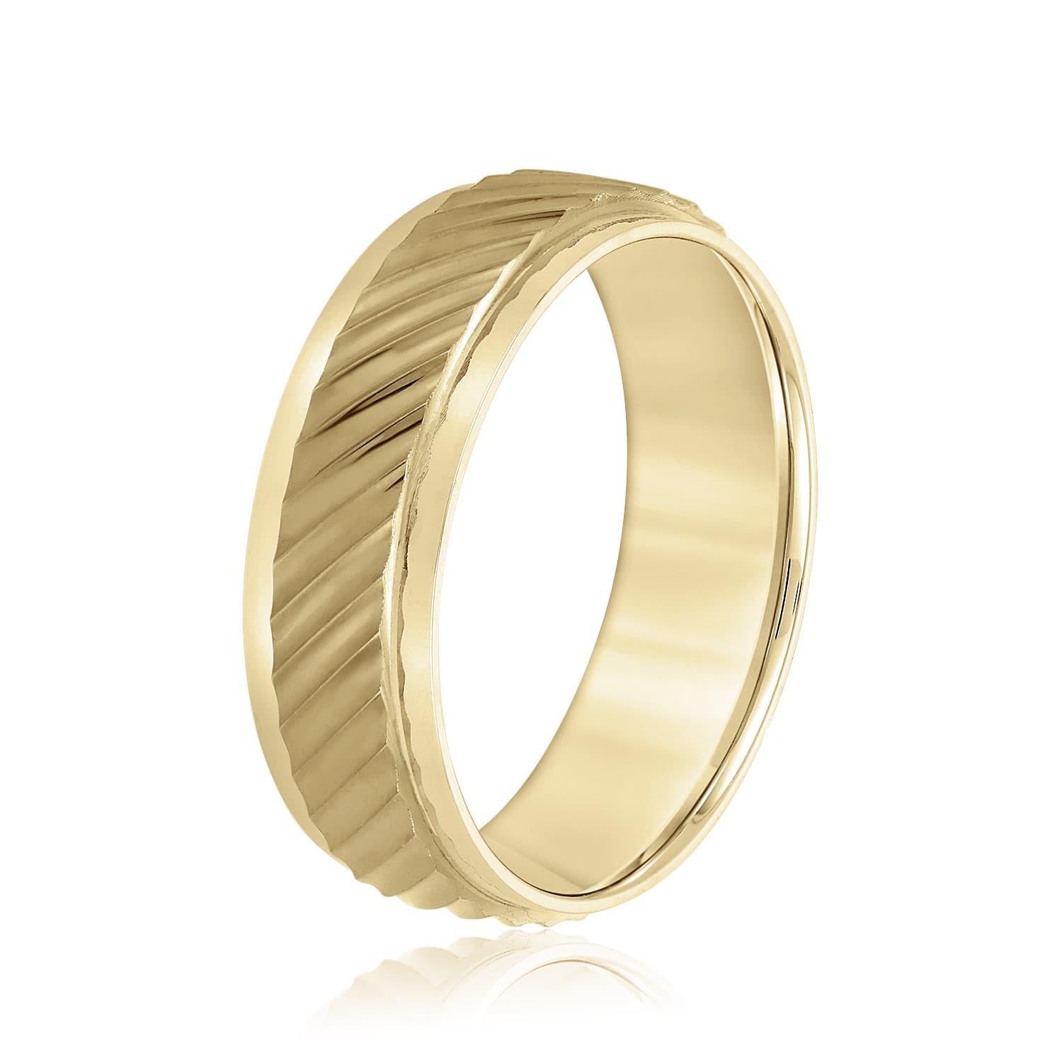 7mm Standard Weight Men's Band, Side view in yellow gold