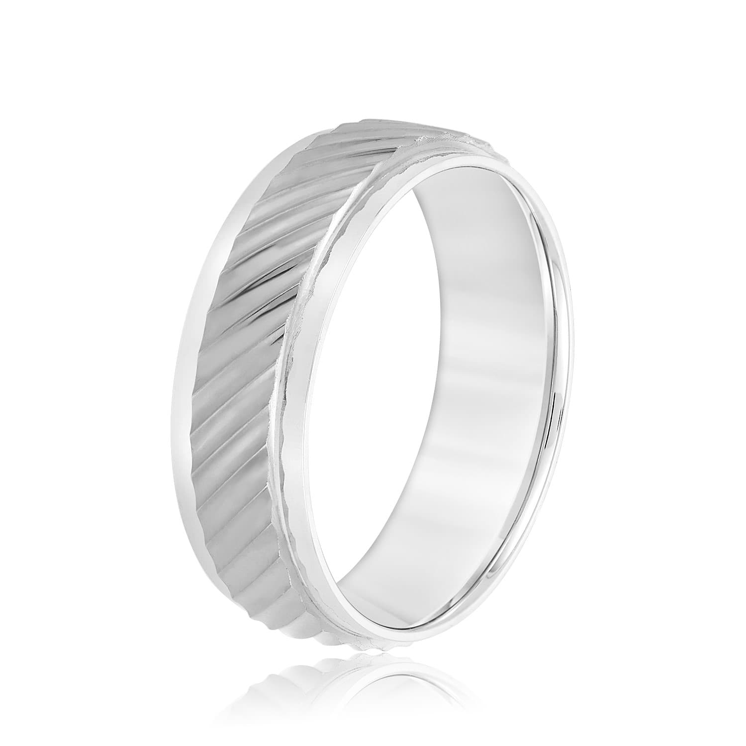 7mm Standard Weight Men's Band, Side view in white gold or platinum