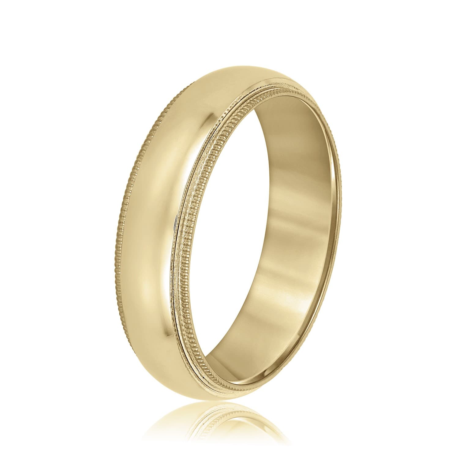 6mm Standard Weight Men's Band, Side view in yellow gold