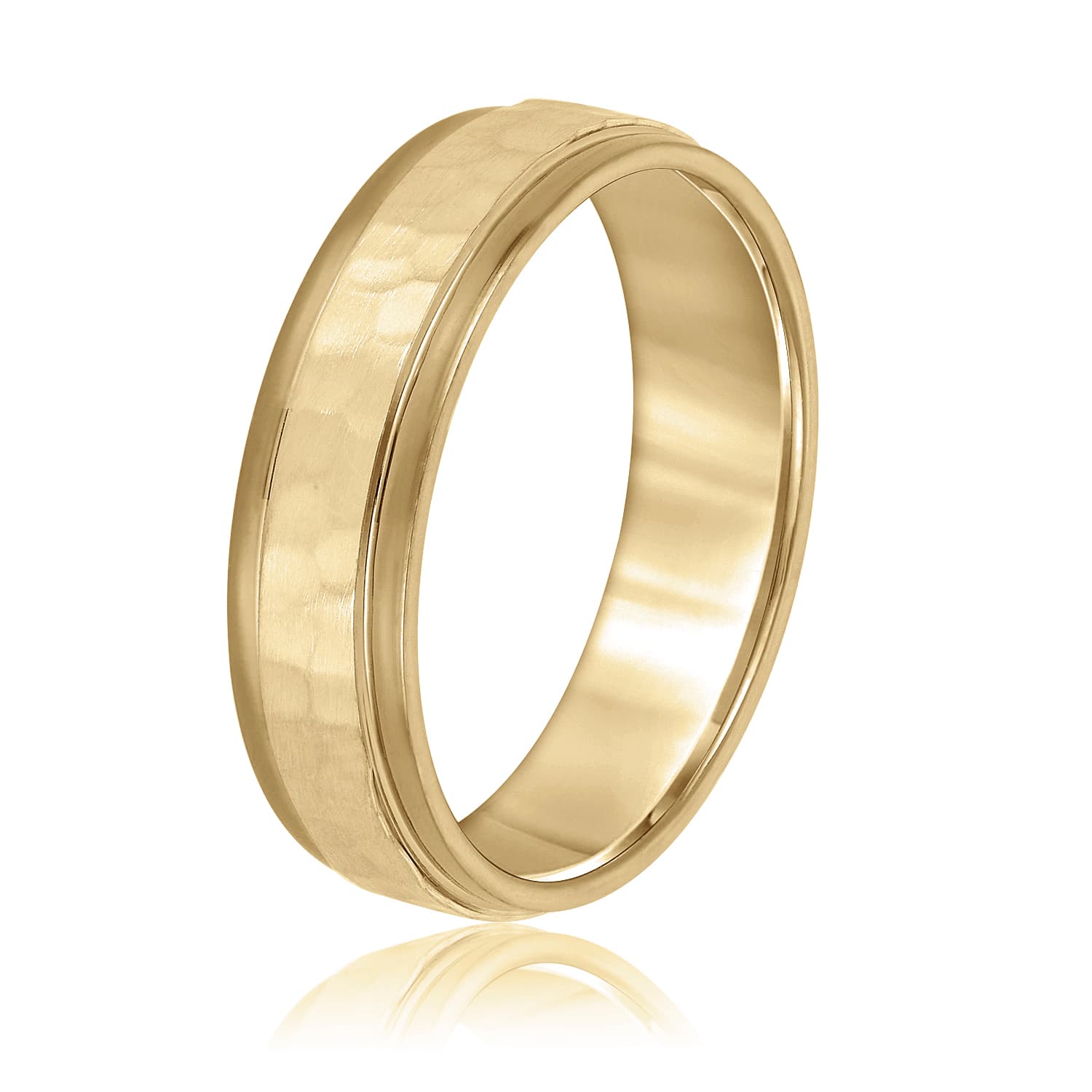 6mm Standard Weight Men's Band, Side view in yellow gold