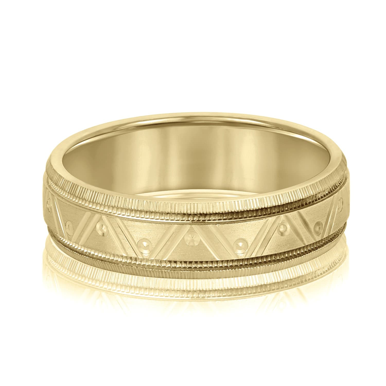 6mm Standard Weight Men's Band, Front view in yellow gold