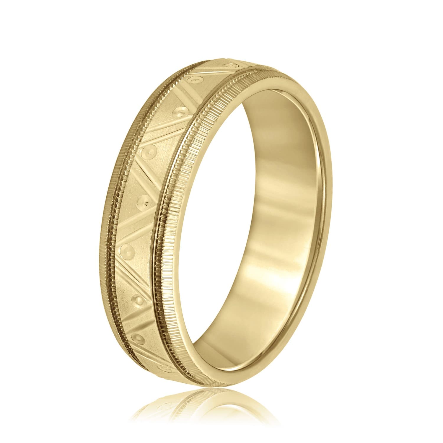 6mm Standard Weight Men's Band, Side view in yellow gold