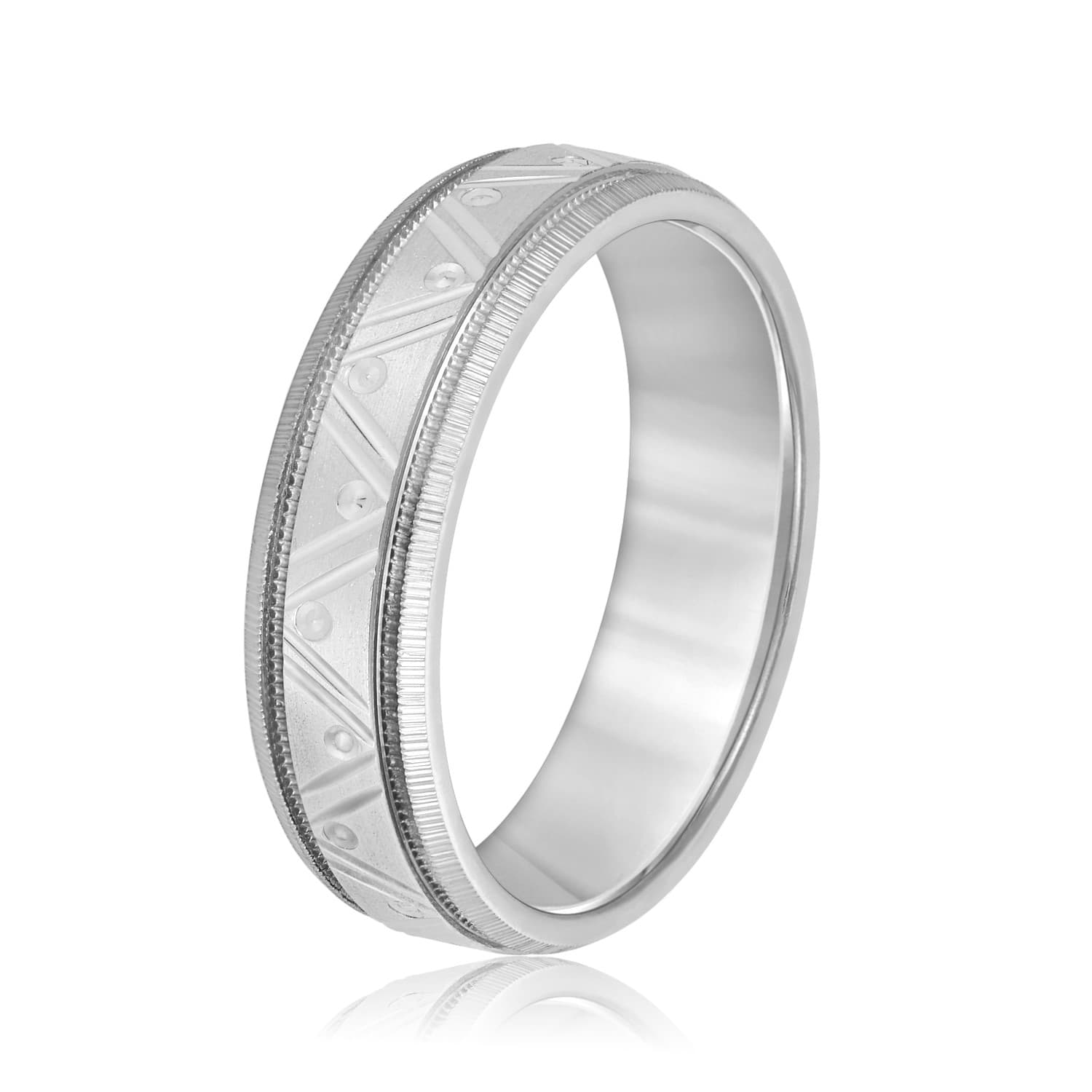 6mm Standard Weight Men's Band, Side view in white gold or platinum
